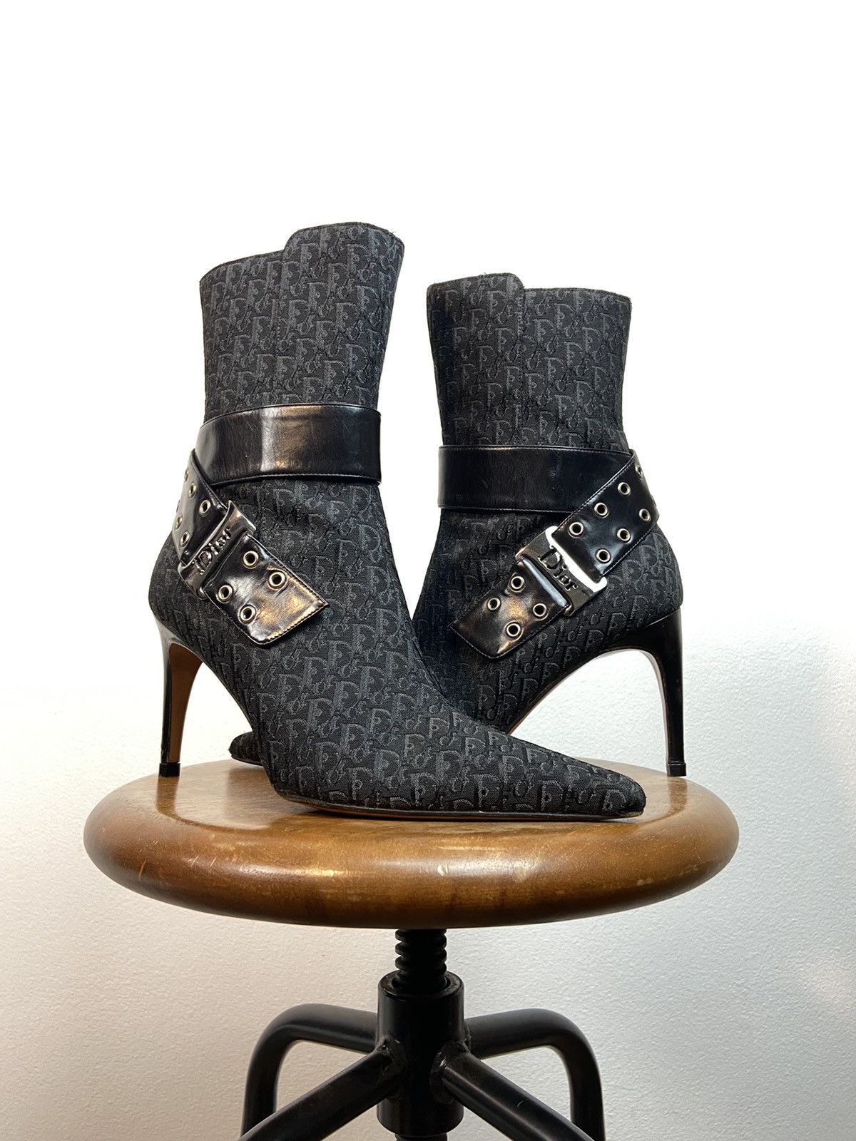Dior Vintage Christian Dior Monogram D-choc Cloth Ankle Boots Size US 7 / IT 37 - 1 Thumbnail