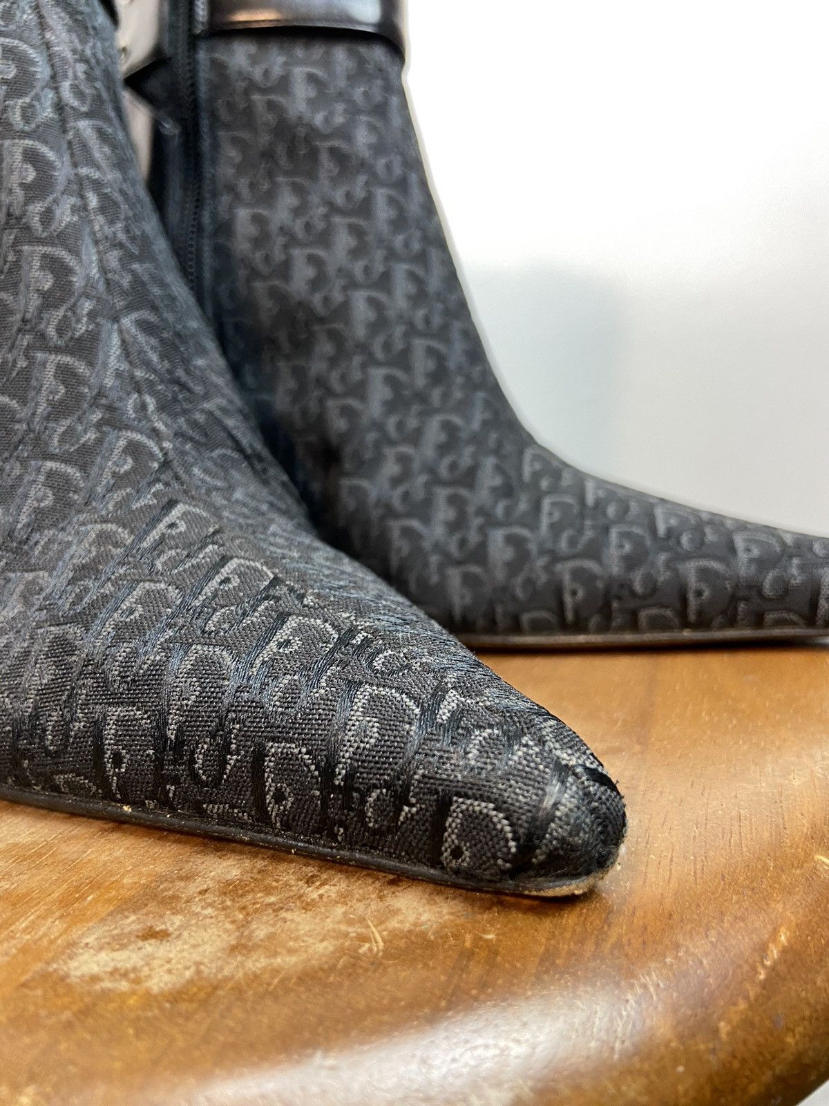 Dior Vintage Christian Dior Monogram D-choc Cloth Ankle Boots Size US 7 / IT 37 - 9 Thumbnail