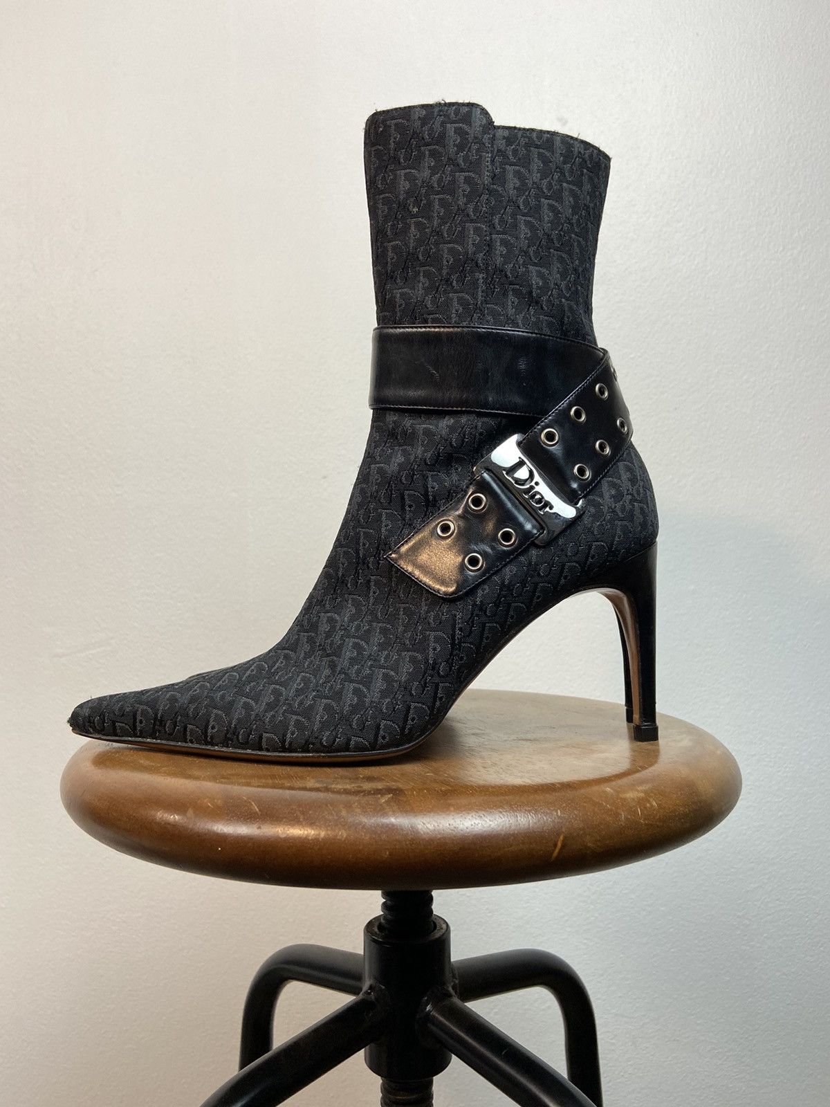 Dior Vintage Christian Dior Monogram D-choc Cloth Ankle Boots Size US 7 / IT 37 - 2 Thumbnail