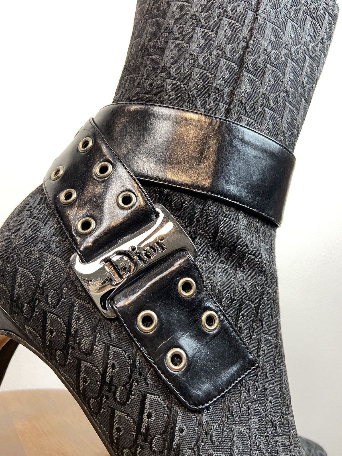 Dior Vintage Christian Dior Monogram D-choc Cloth Ankle Boots Size US 7 / IT 37 - 8 Thumbnail