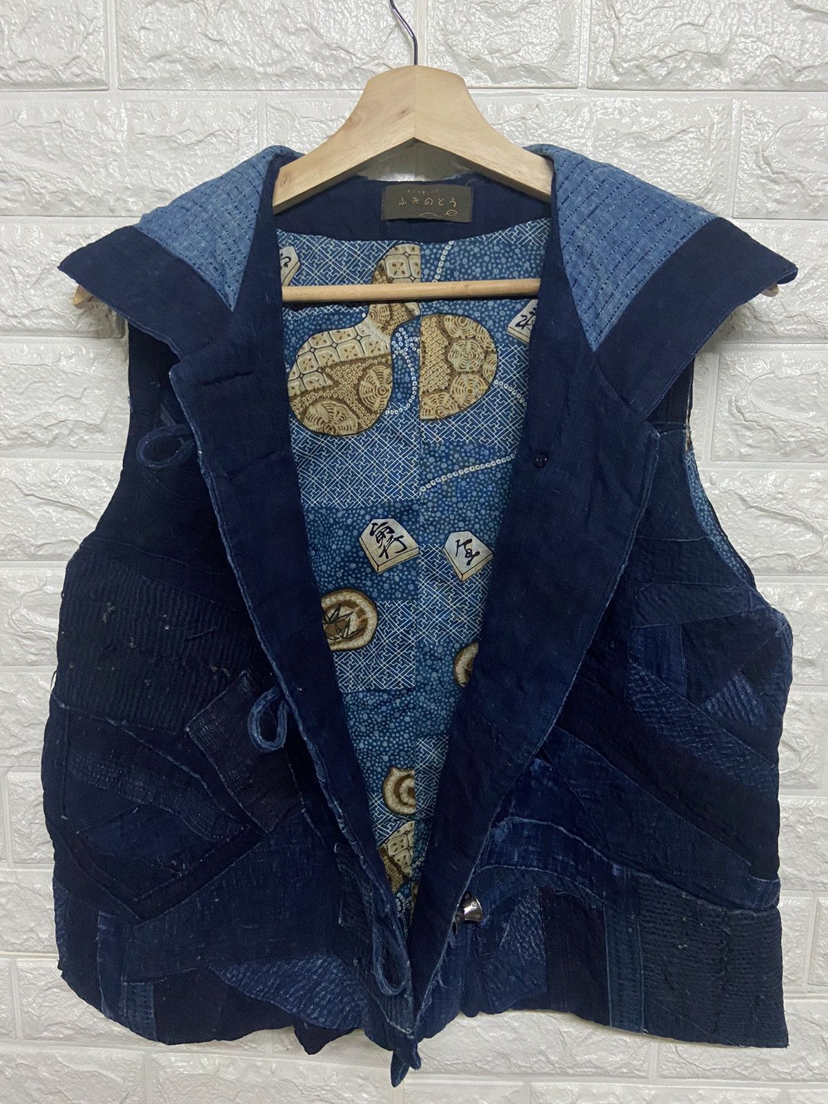 Indigo Vintage Aterier Indigo Patchwork Sleeveless Hooded Jacket Size US M / EU 48-50 / 2 - 4 Thumbnail
