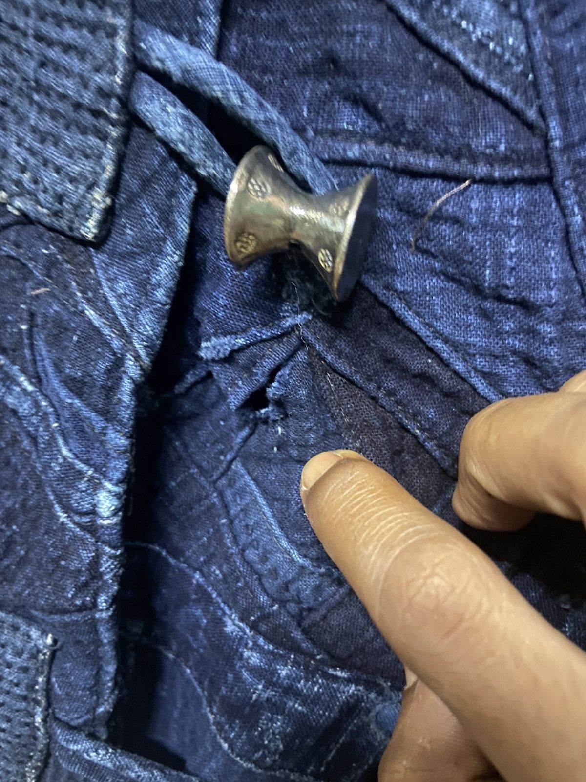 Indigo Vintage Aterier Indigo Patchwork Sleeveless Hooded Jacket Size US M / EU 48-50 / 2 - 6 Thumbnail