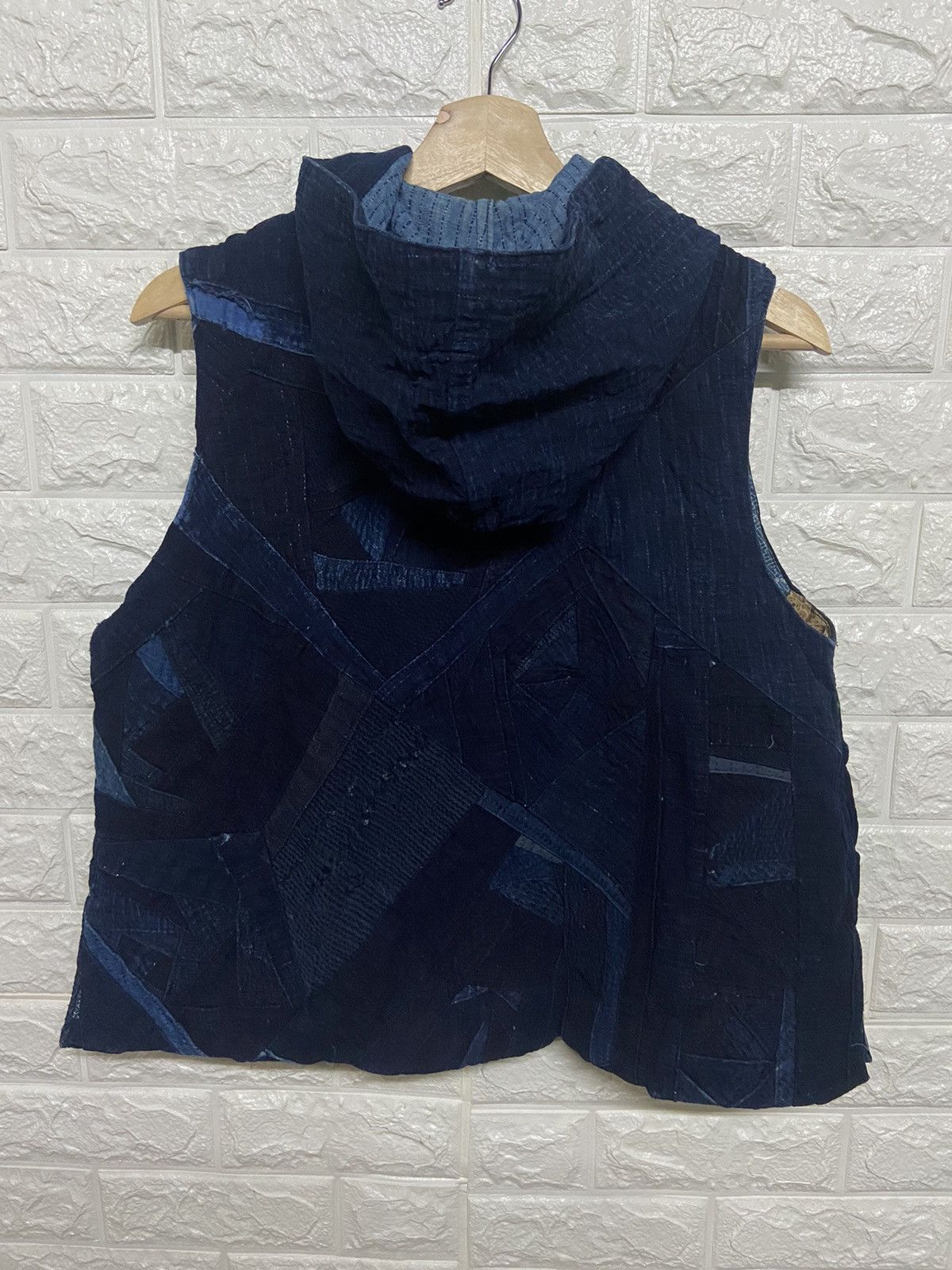 Indigo Vintage Aterier Indigo Patchwork Sleeveless Hooded Jacket Size US M / EU 48-50 / 2 - 2 Thumbnail