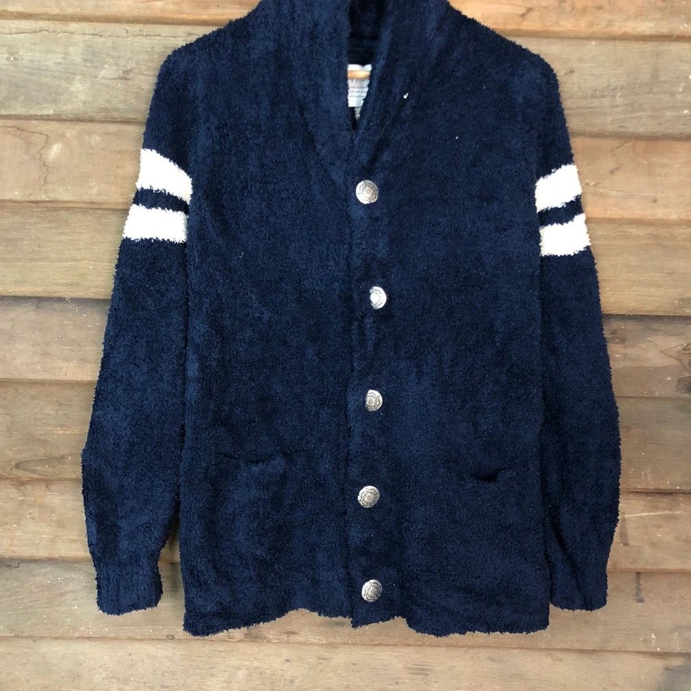 Homespun Knitwear DL Bayflow Dark Blue Mohair Shaggy cardigan Knitwear #c1097 Size US M / EU 48-50 / 2 - 7 Thumbnail