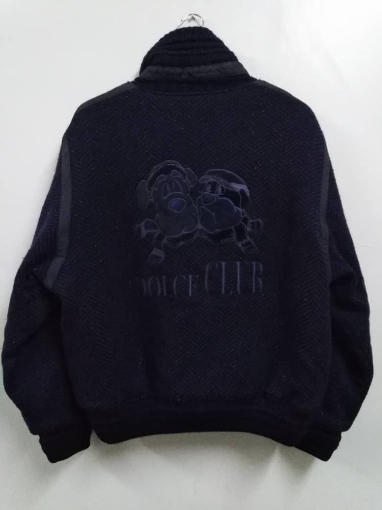 image of Aran Isles Knitwear x Avant Garde Vintage Big Logo Knitwear Bomber Jacket Dolce Club in Blue (Size 
