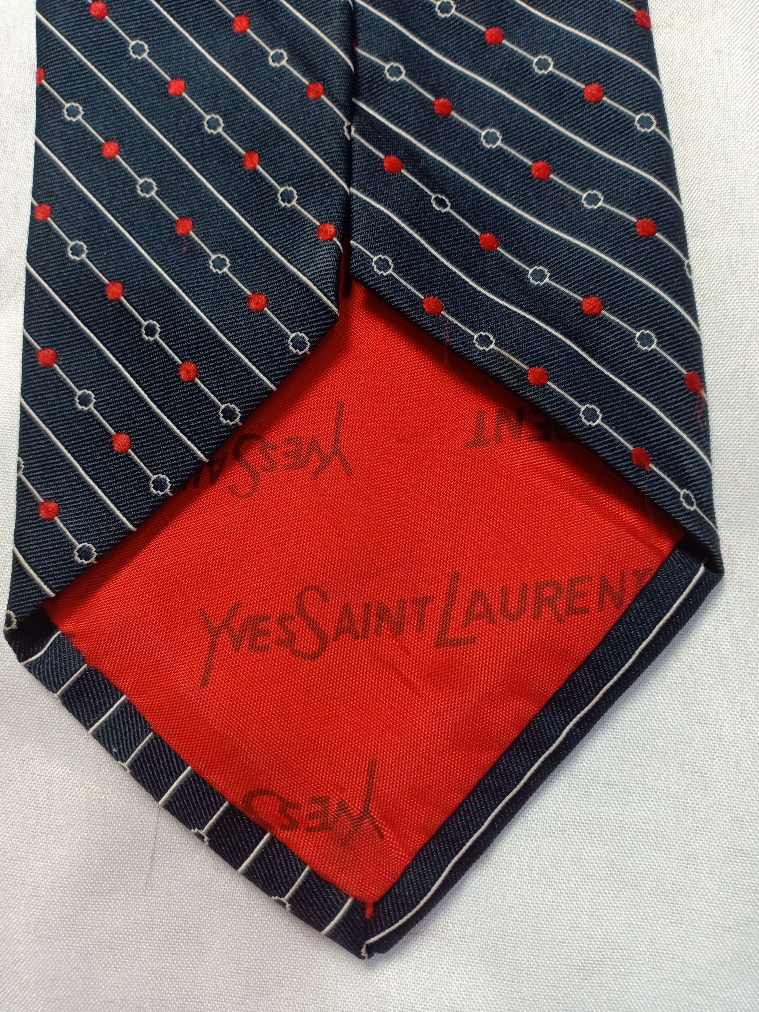 Yves Saint Laurent Ysl Yves Saint Laurent Neck Tie Monogram Striped Logo Size ONE SIZE - 5 Thumbnail