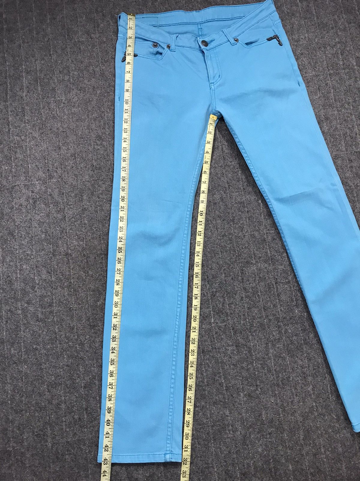 Japanese Brand Army Of No Slim Fit Zipper Jeans Colour Blue Design Size US 33 - 17 Thumbnail
