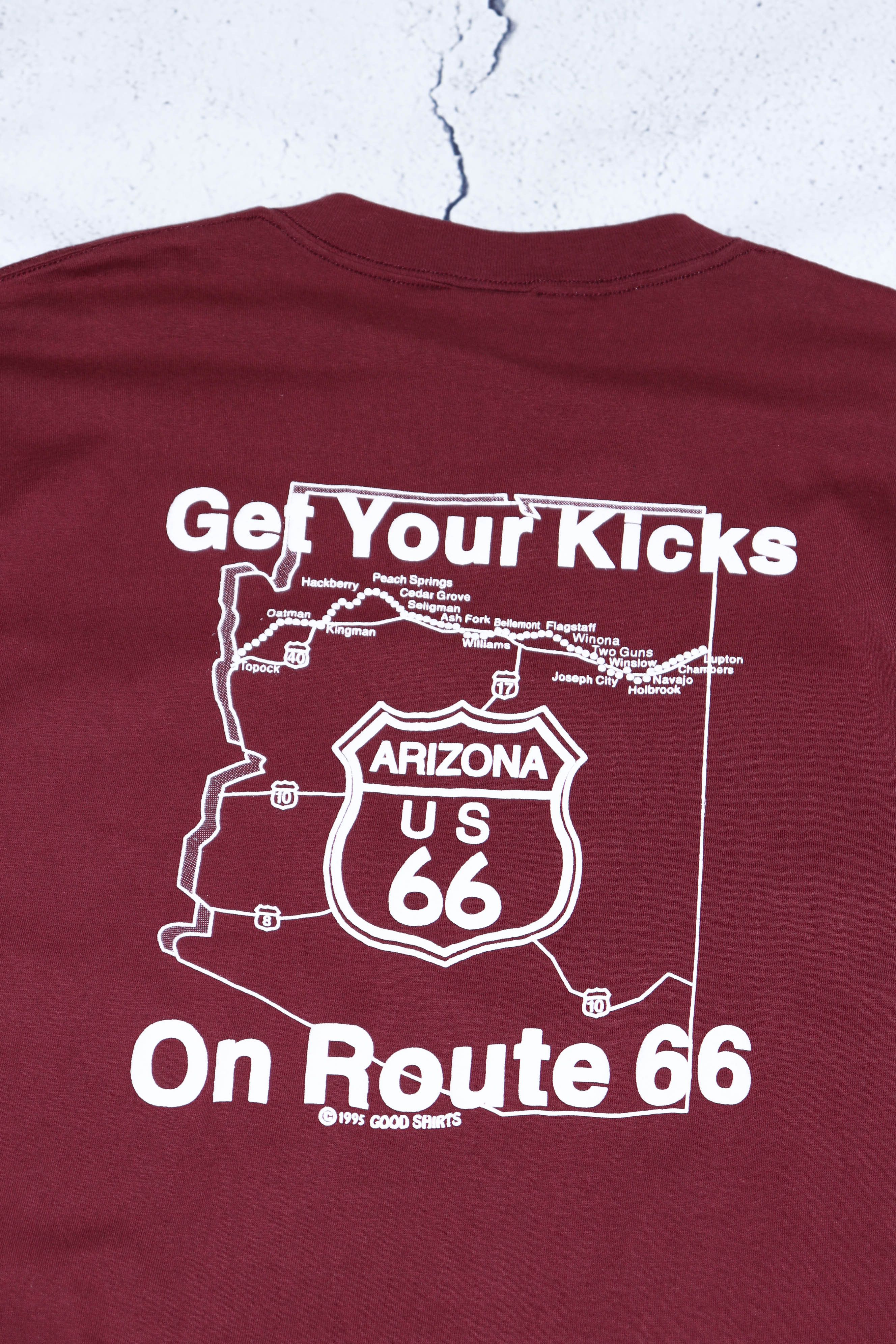 Route 66 Route 66 ©1995 Tultex Vintage 90s Burgundy T-shirt Tee Size US XXL / EU 58 / 5 - 4 Thumbnail