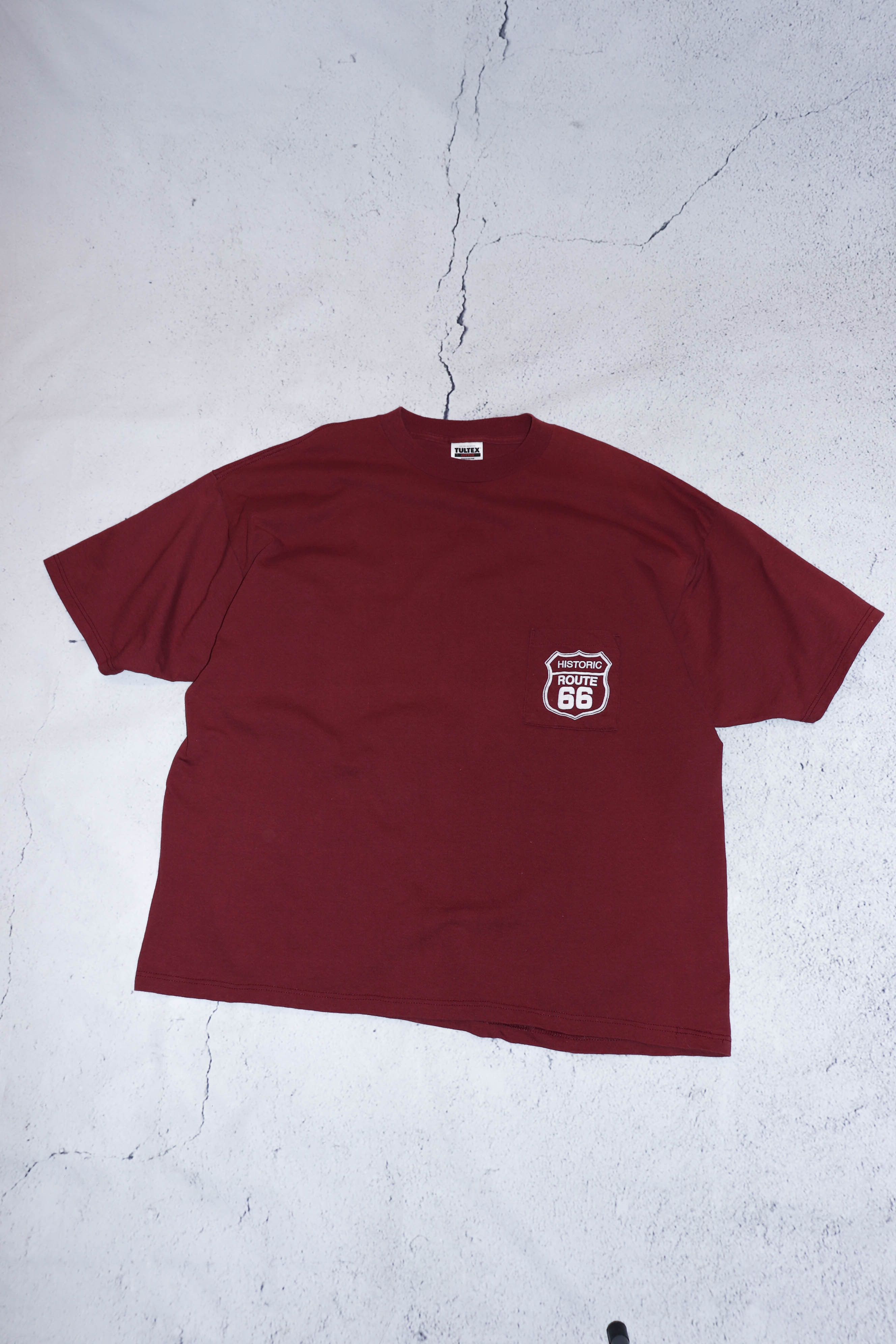 Route 66 Route 66 ©1995 Tultex Vintage 90s Burgundy T-shirt Tee Size US XXL / EU 58 / 5 - 2 Thumbnail