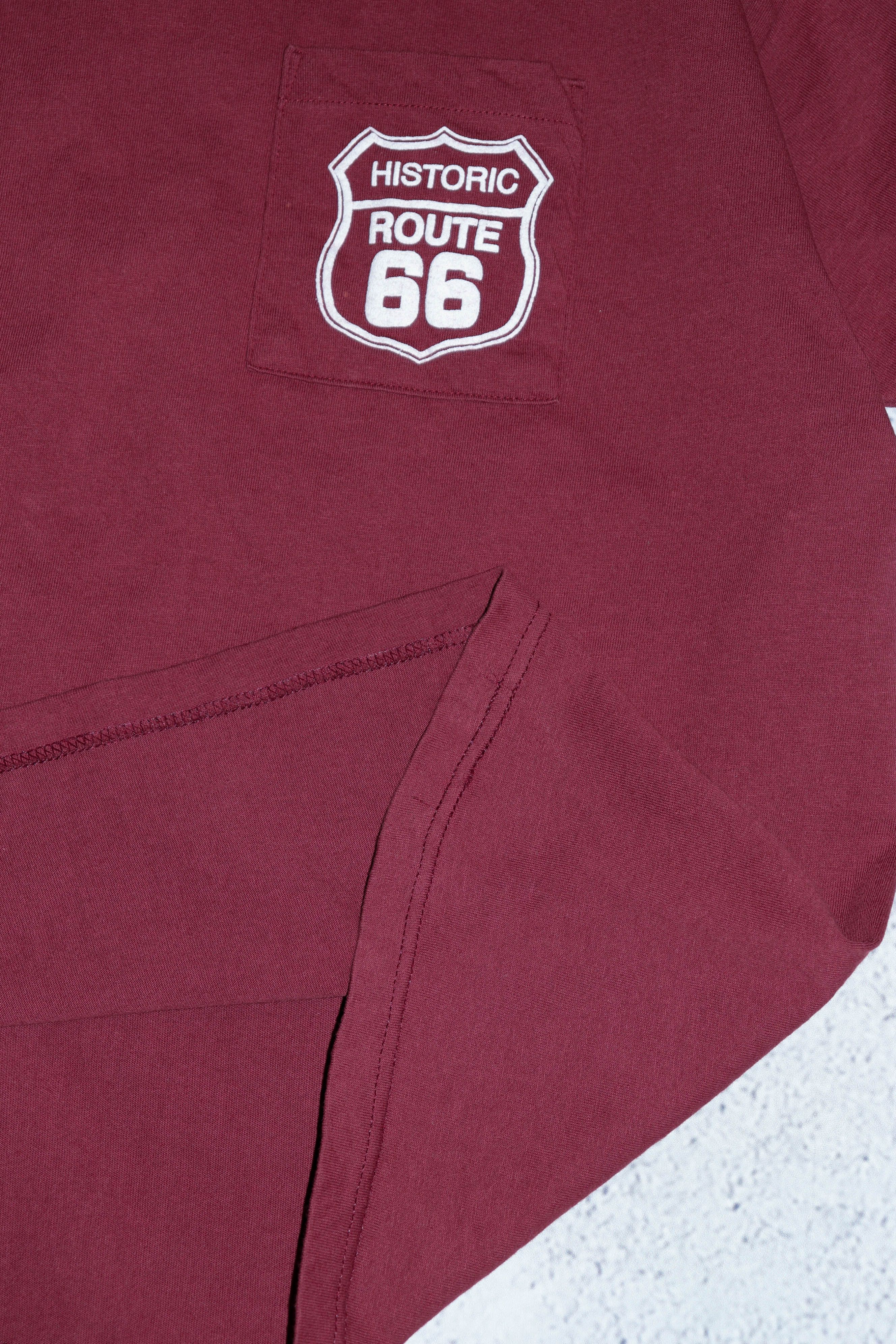 Route 66 Route 66 ©1995 Tultex Vintage 90s Burgundy T-shirt Tee Size US XXL / EU 58 / 5 - 6 Thumbnail