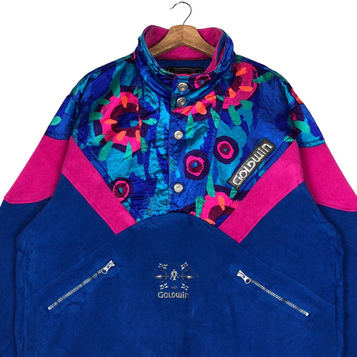 Vintage Vintage Y2K Goldwin Multicolour Fleece Ski Jumper Size US L / EU 52-54 / 3 - 3 Thumbnail