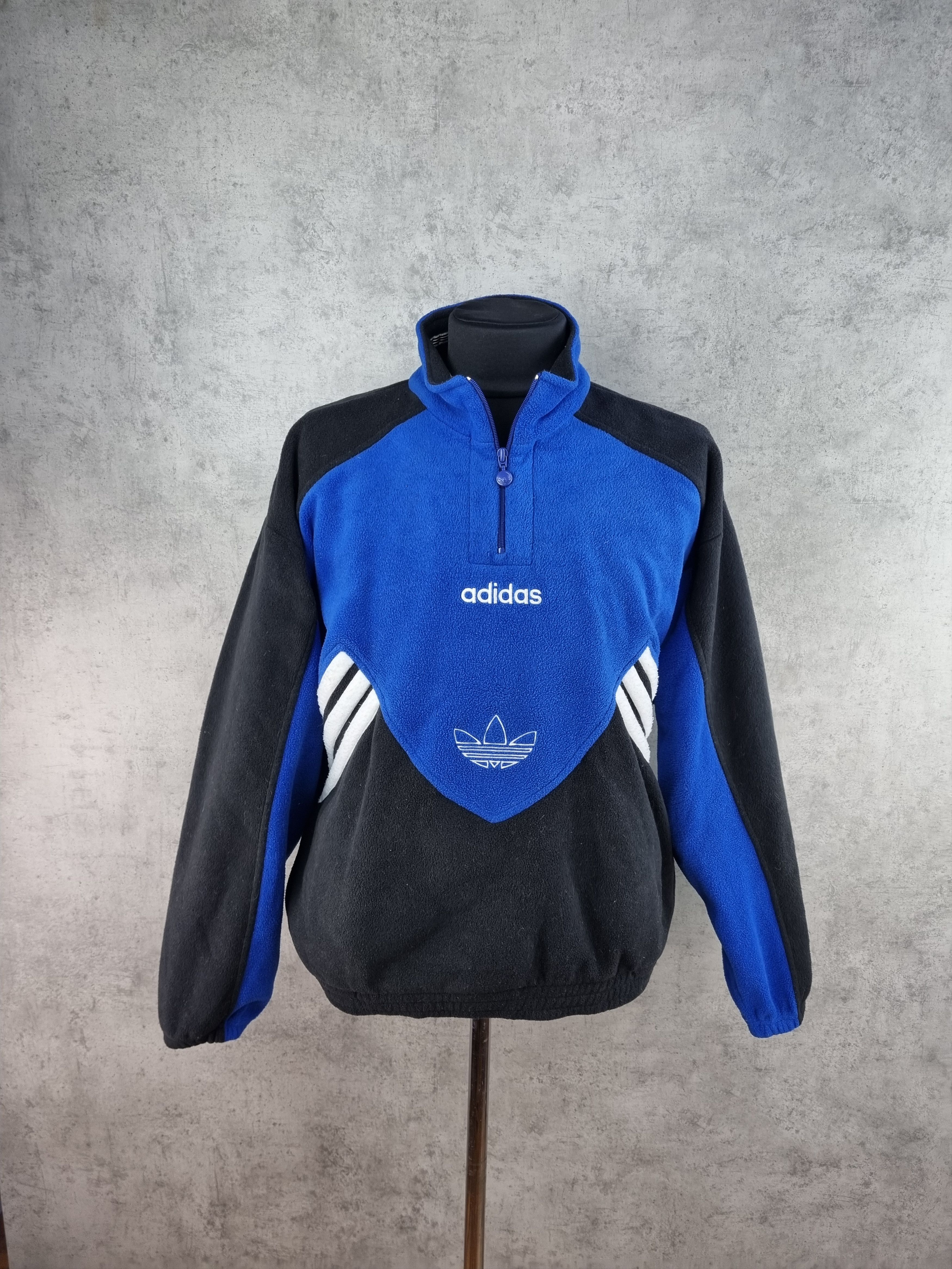 image of Adidas Fleece Half Zipper Two Pockets Anorak in Indigo, Men's (Size Large)