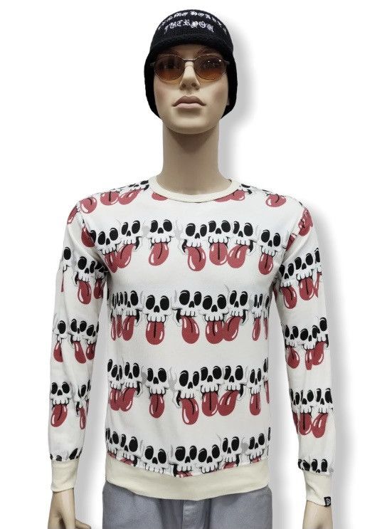 image of Seditionaries x Skulls Fire Flake All Over Print Mad Skulls Sweater, Men's (Size Small)