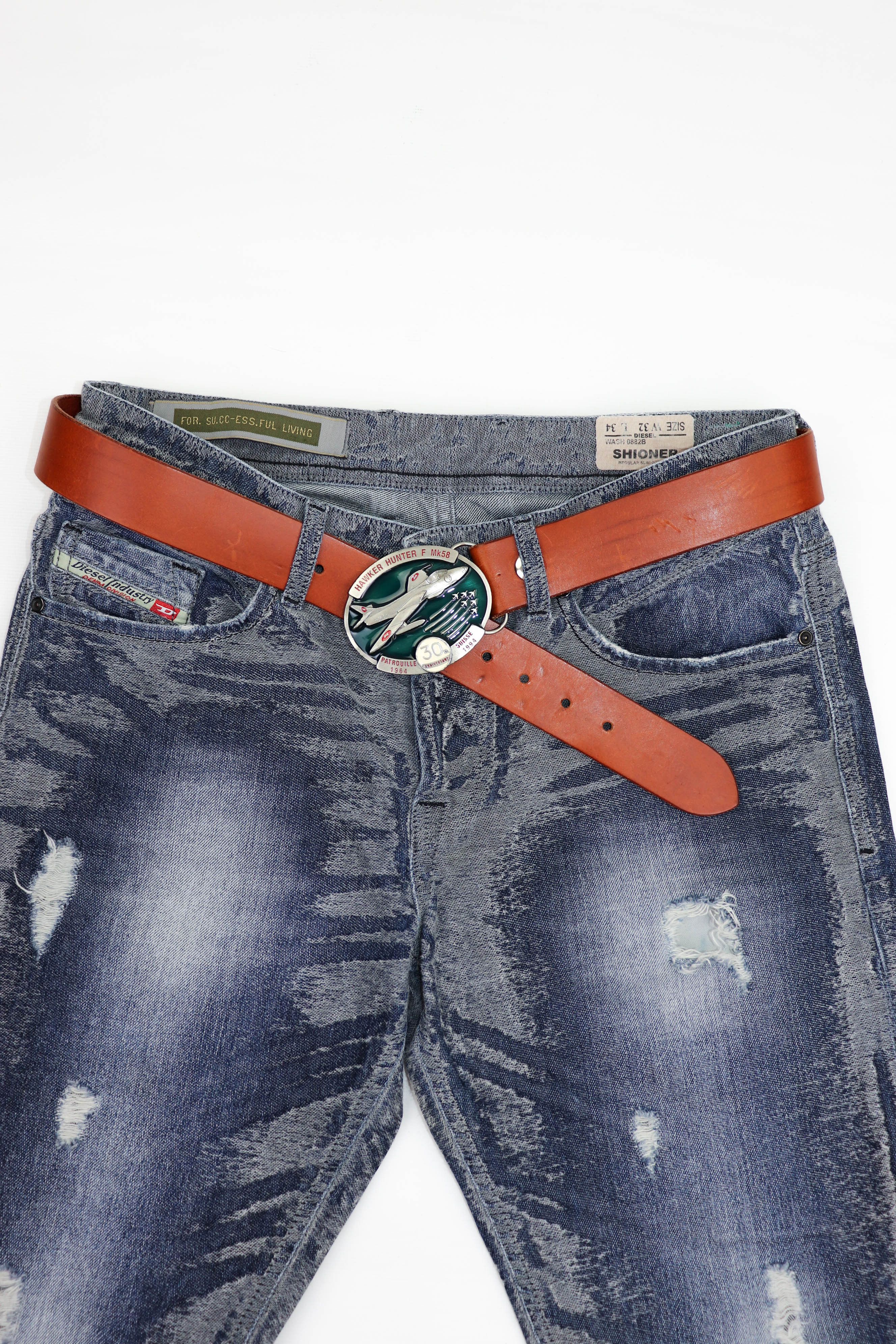 Genuine Leather Vintage 90s Swiss Air Force Special Edition Leather Belt Size ONE SIZE - 2 Thumbnail