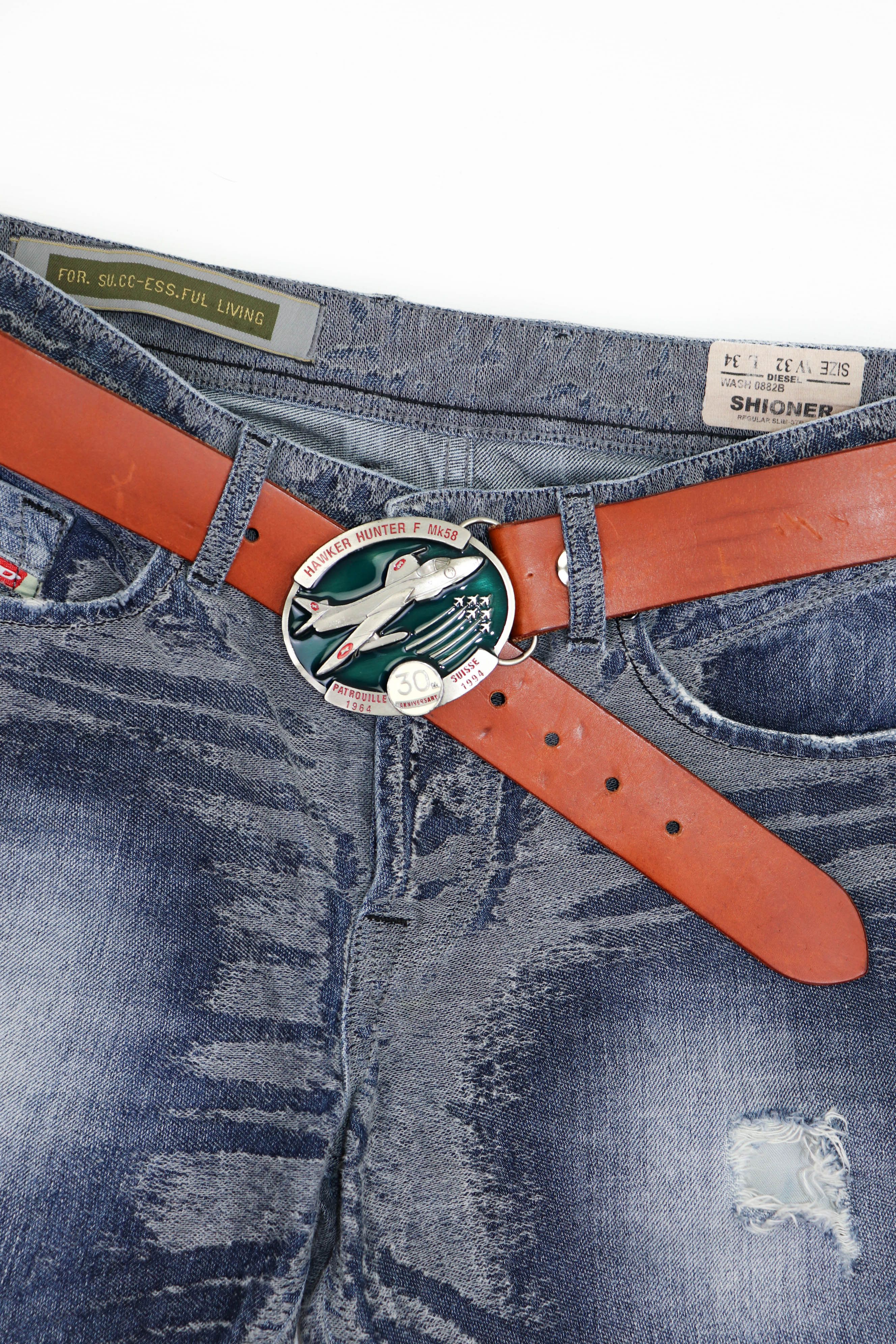 Genuine Leather Vintage 90s Swiss Air Force Special Edition Leather Belt Size ONE SIZE - 1 Thumbnail