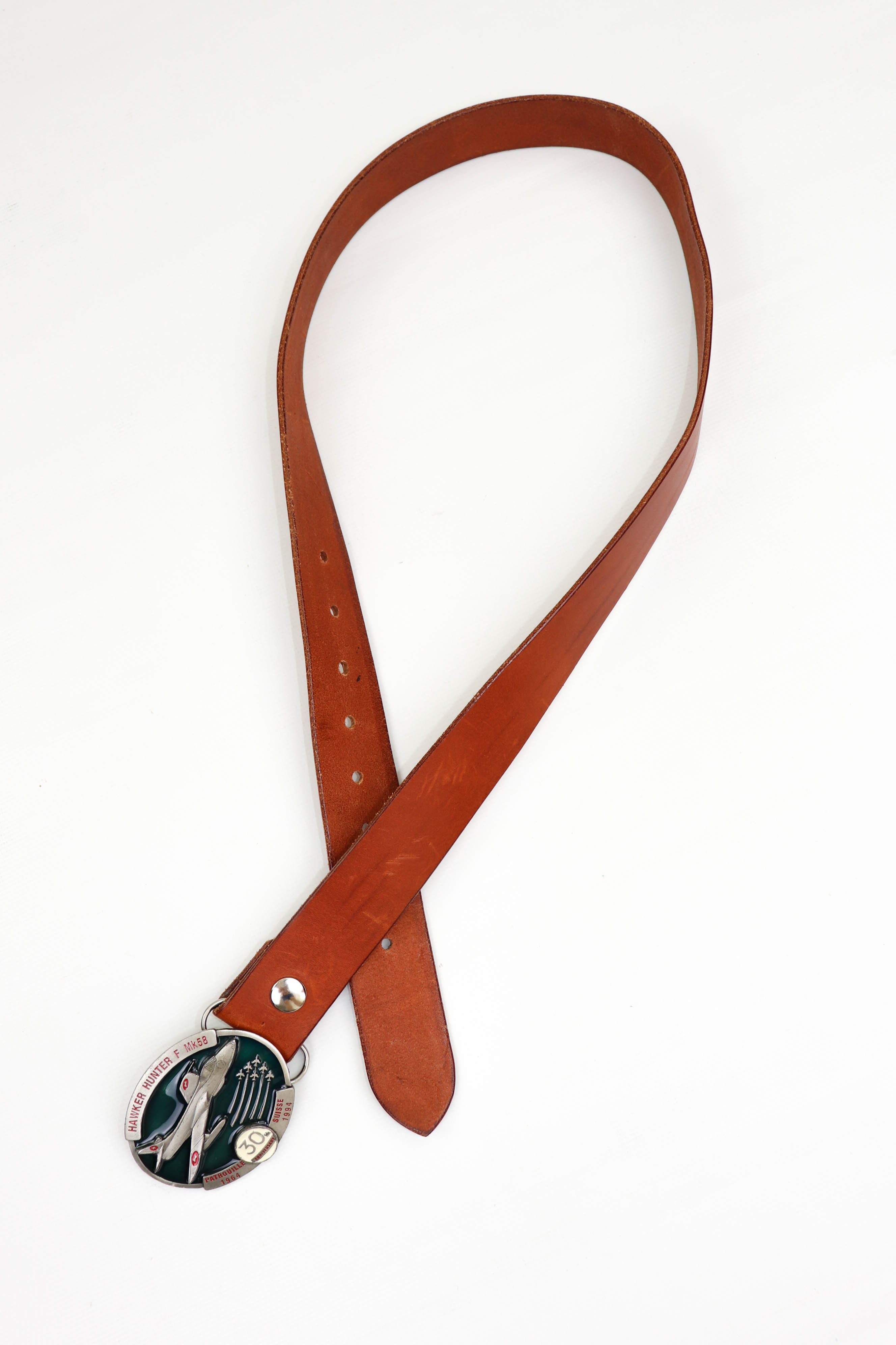 Genuine Leather Vintage 90s Swiss Air Force Special Edition Leather Belt Size ONE SIZE - 3 Thumbnail