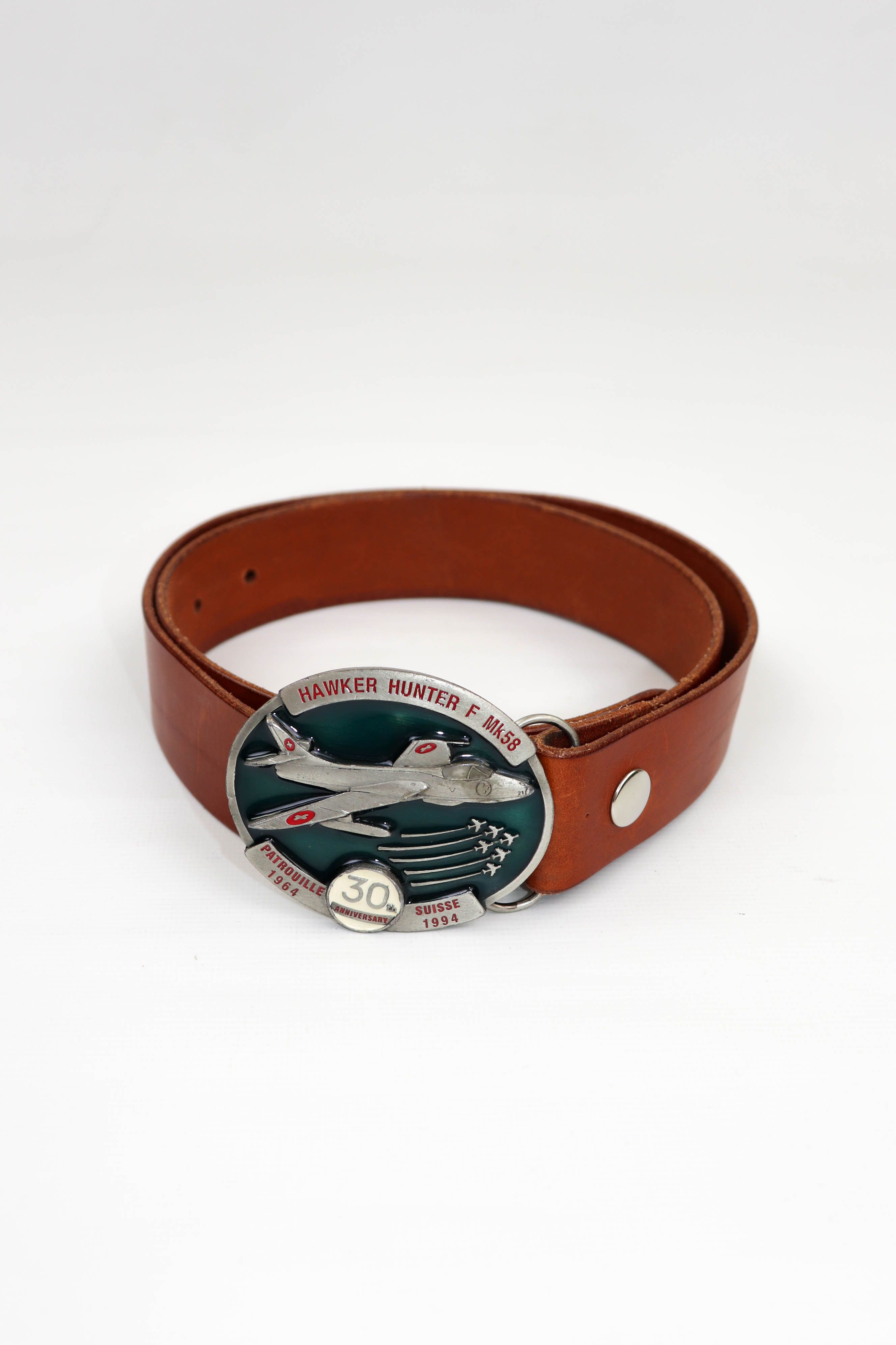 Genuine Leather Vintage 90s Swiss Air Force Special Edition Leather Belt Size ONE SIZE - 4 Thumbnail