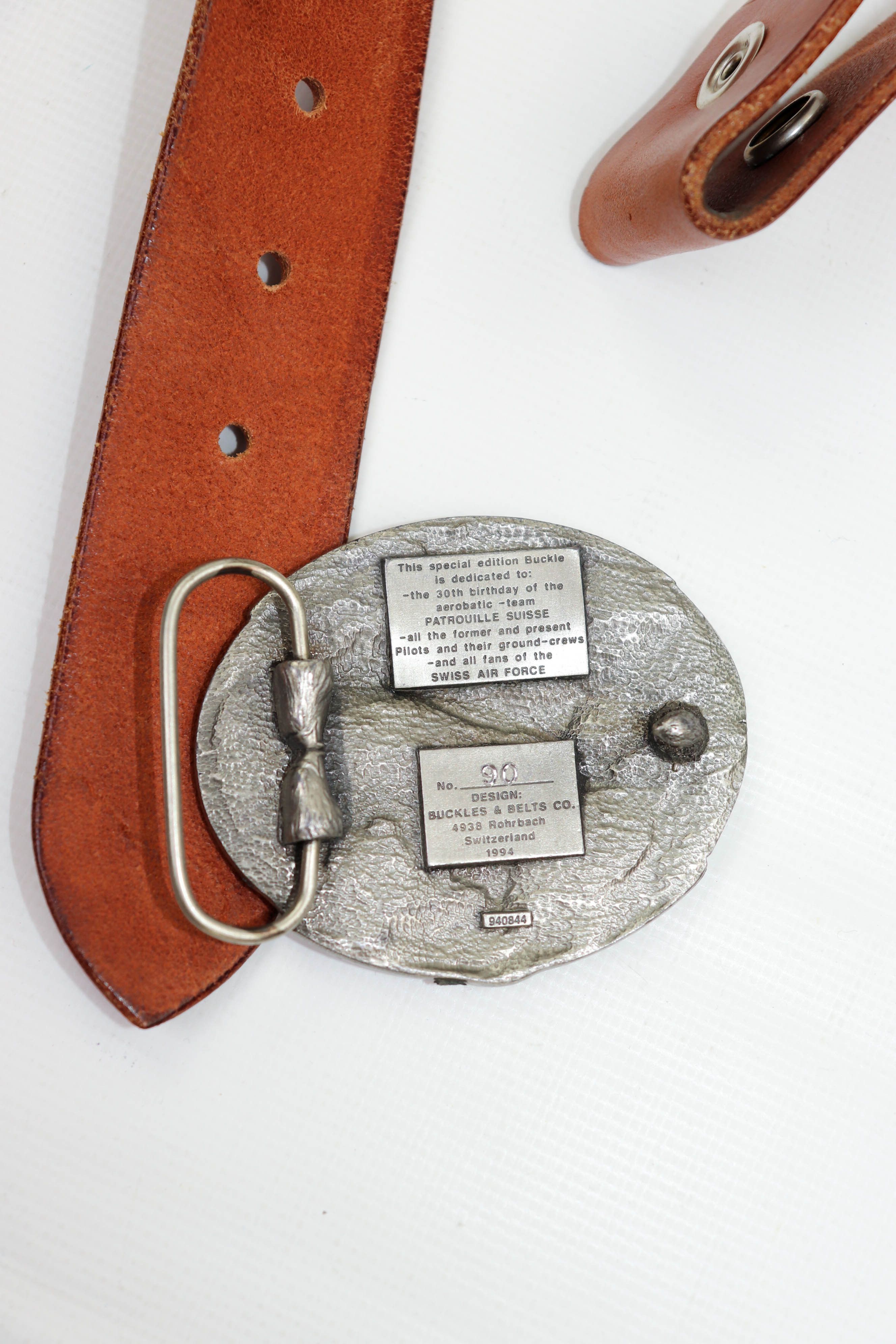 Genuine Leather Vintage 90s Swiss Air Force Special Edition Leather Belt Size ONE SIZE - 8 Thumbnail