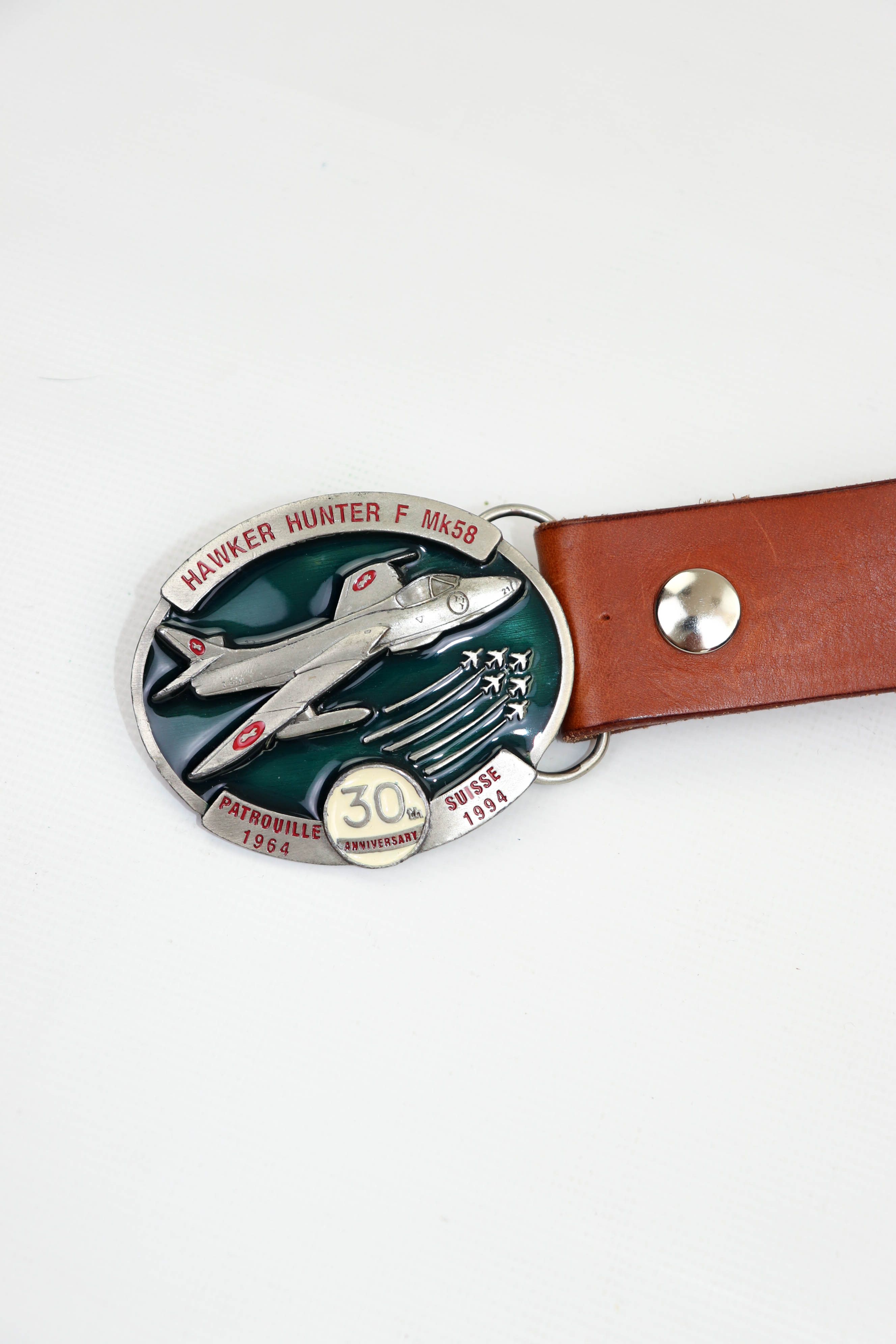 Genuine Leather Vintage 90s Swiss Air Force Special Edition Leather Belt Size ONE SIZE - 5 Thumbnail