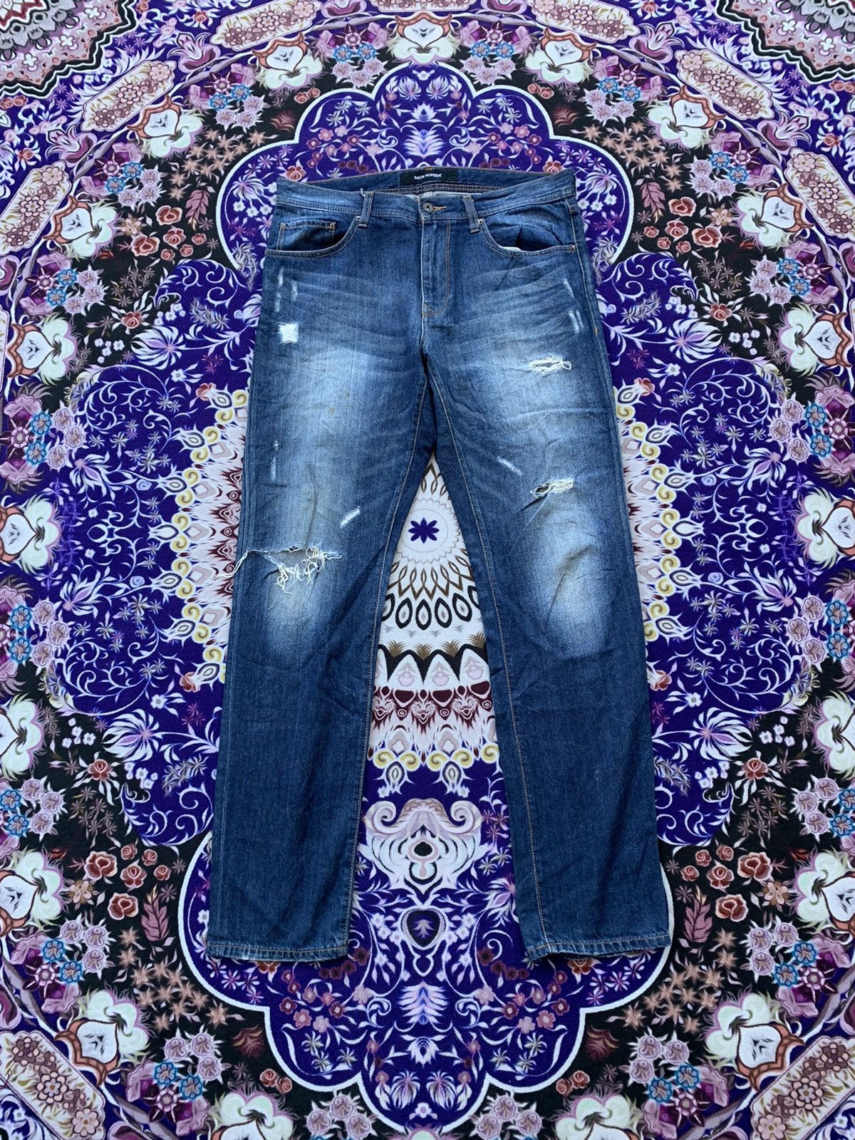 Japanese Brand Back Number Japan Faded & Distressed Denim Size US 36 / EU 52 - 1 Thumbnail