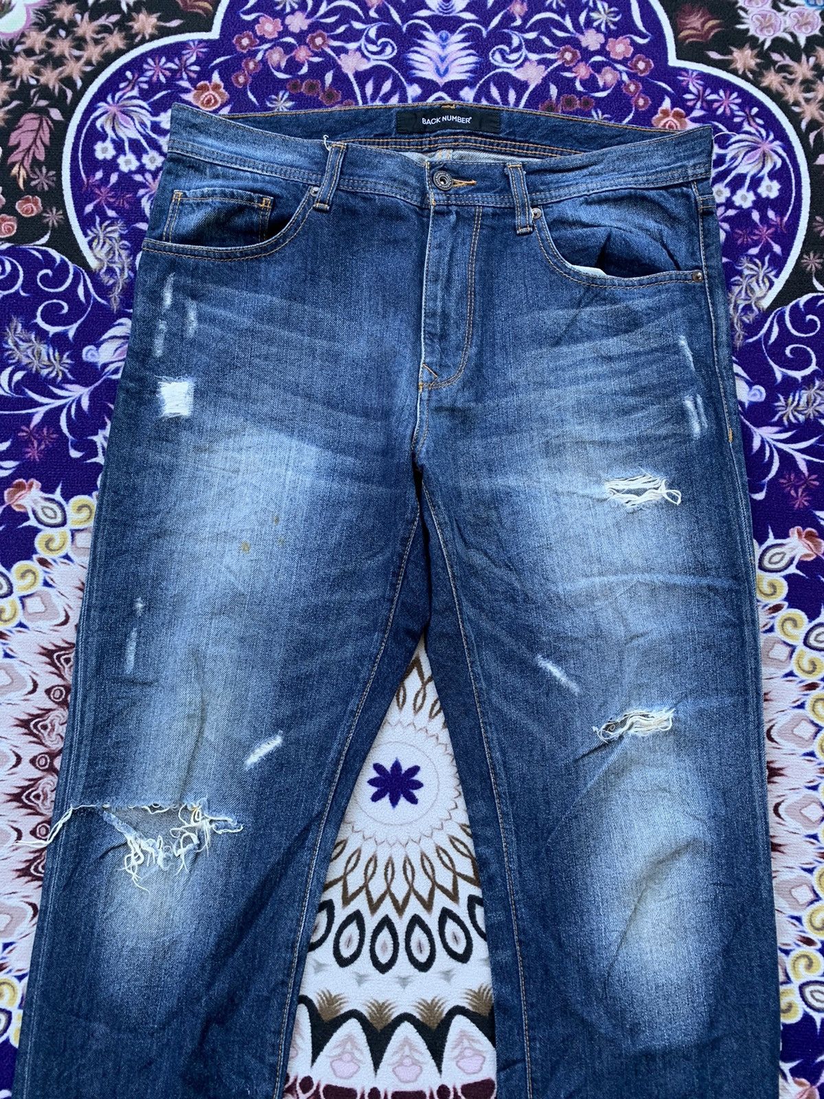 Japanese Brand Back Number Japan Faded & Distressed Denim Size US 36 / EU 52 - 4 Thumbnail