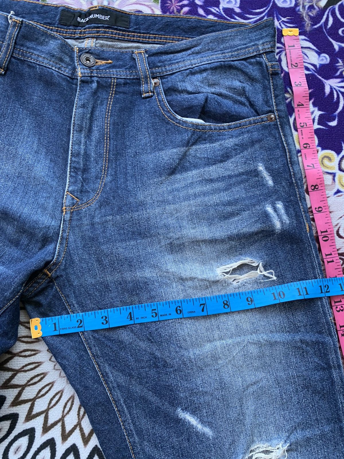 Japanese Brand Back Number Japan Faded & Distressed Denim Size US 36 / EU 52 - 12 Thumbnail