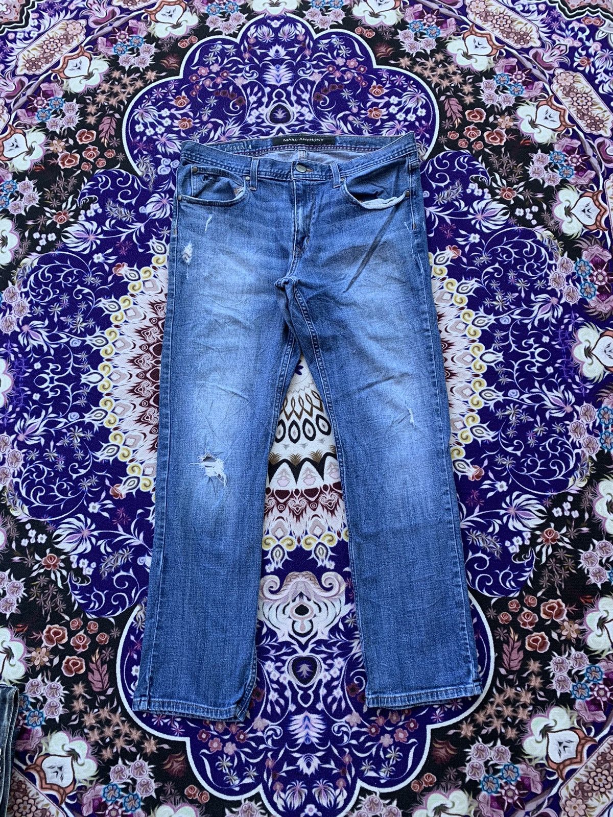 Designer Mark Anthony Distressed Denim Size US 37 - 1 Thumbnail