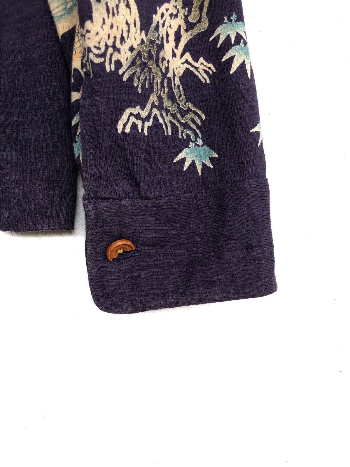 Indigo × Japanese Brand Vintage Beautiful Japanese Cranes and Sakura Trees Indigo Cotton Button Up Shirt Size US M / EU 48-50 / 2 - 6 Thumbnail