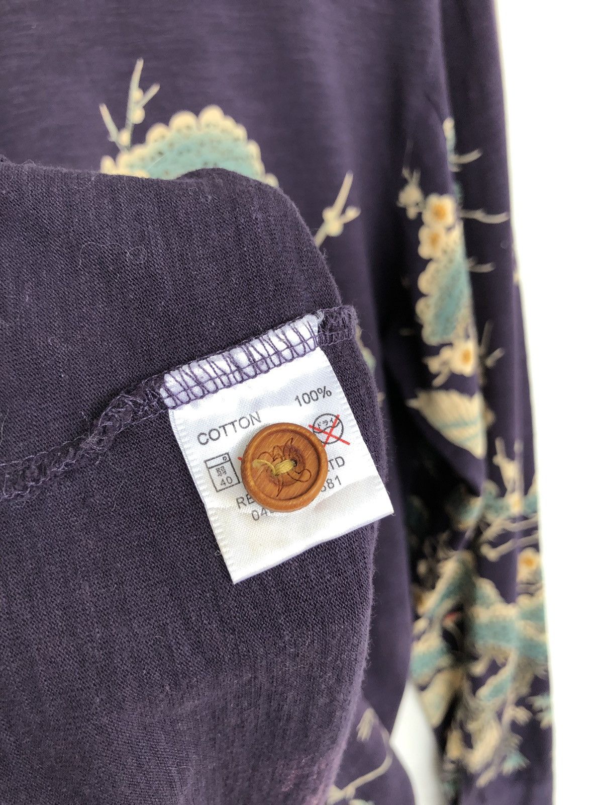 Indigo × Japanese Brand Vintage Beautiful Japanese Cranes and Sakura Trees Indigo Cotton Button Up Shirt Size US M / EU 48-50 / 2 - 8 Thumbnail