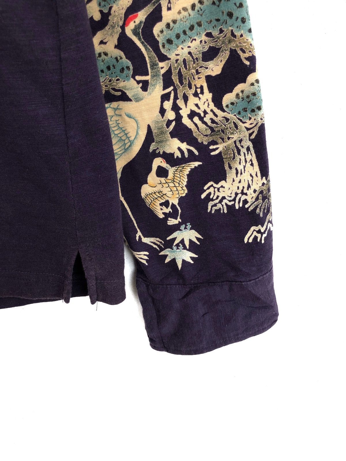 Indigo × Japanese Brand Vintage Beautiful Japanese Cranes and Sakura Trees Indigo Cotton Button Up Shirt Size US M / EU 48-50 / 2 - 5 Thumbnail