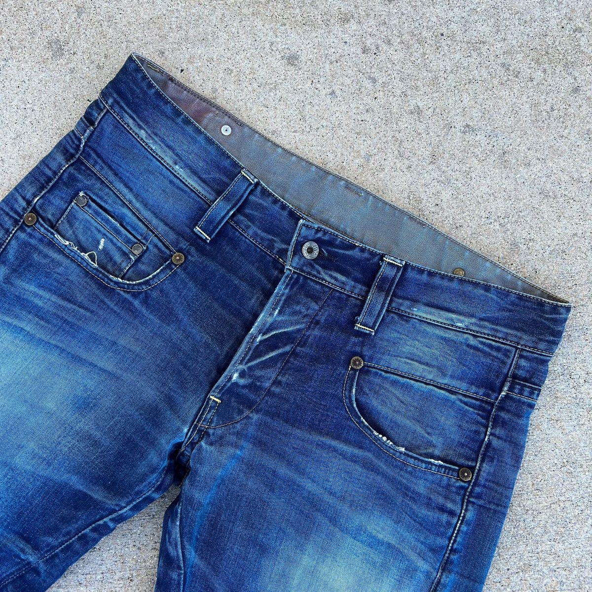 G-Star GStar Distressed Denim Jeans Button Back 35 x 32 Size US 35 - 3 Thumbnail