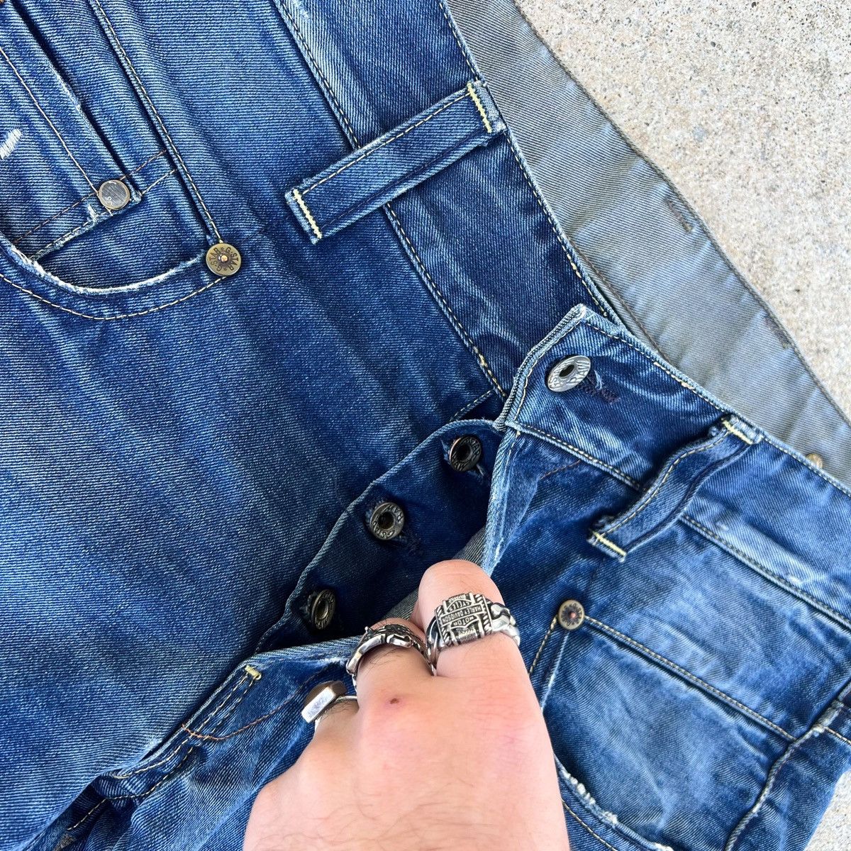 G-Star GStar Distressed Denim Jeans Button Back 35 x 32 Size US 35 - 4 Thumbnail