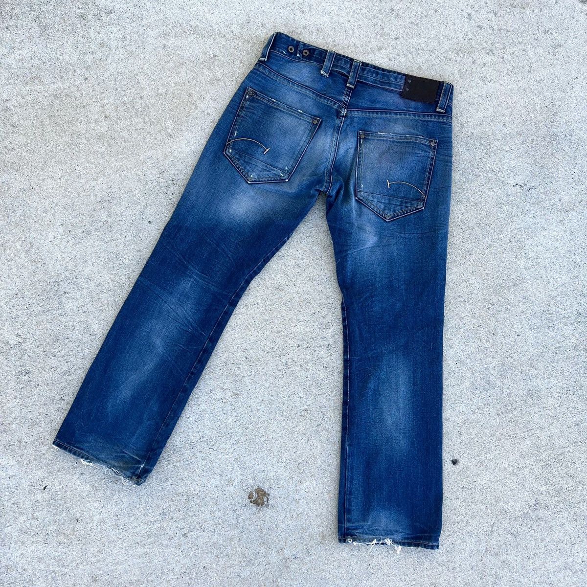 G-Star GStar Distressed Denim Jeans Button Back 35 x 32 Size US 35 - 2 Thumbnail