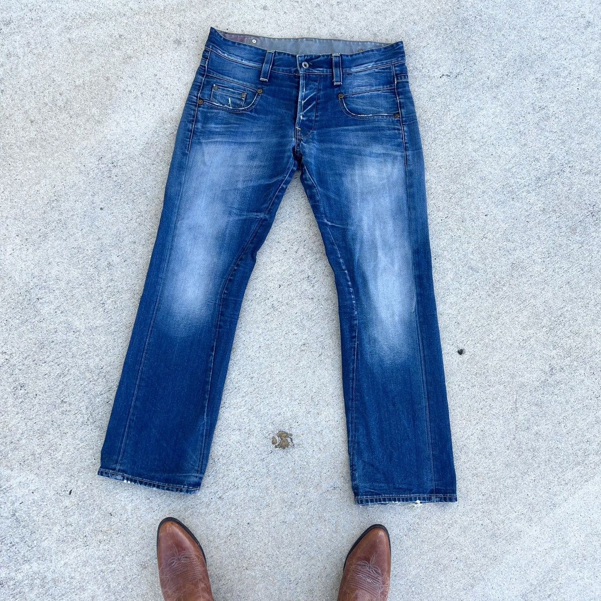 G-Star GStar Distressed Denim Jeans Button Back 35 x 32 Size US 35 - 1 Thumbnail