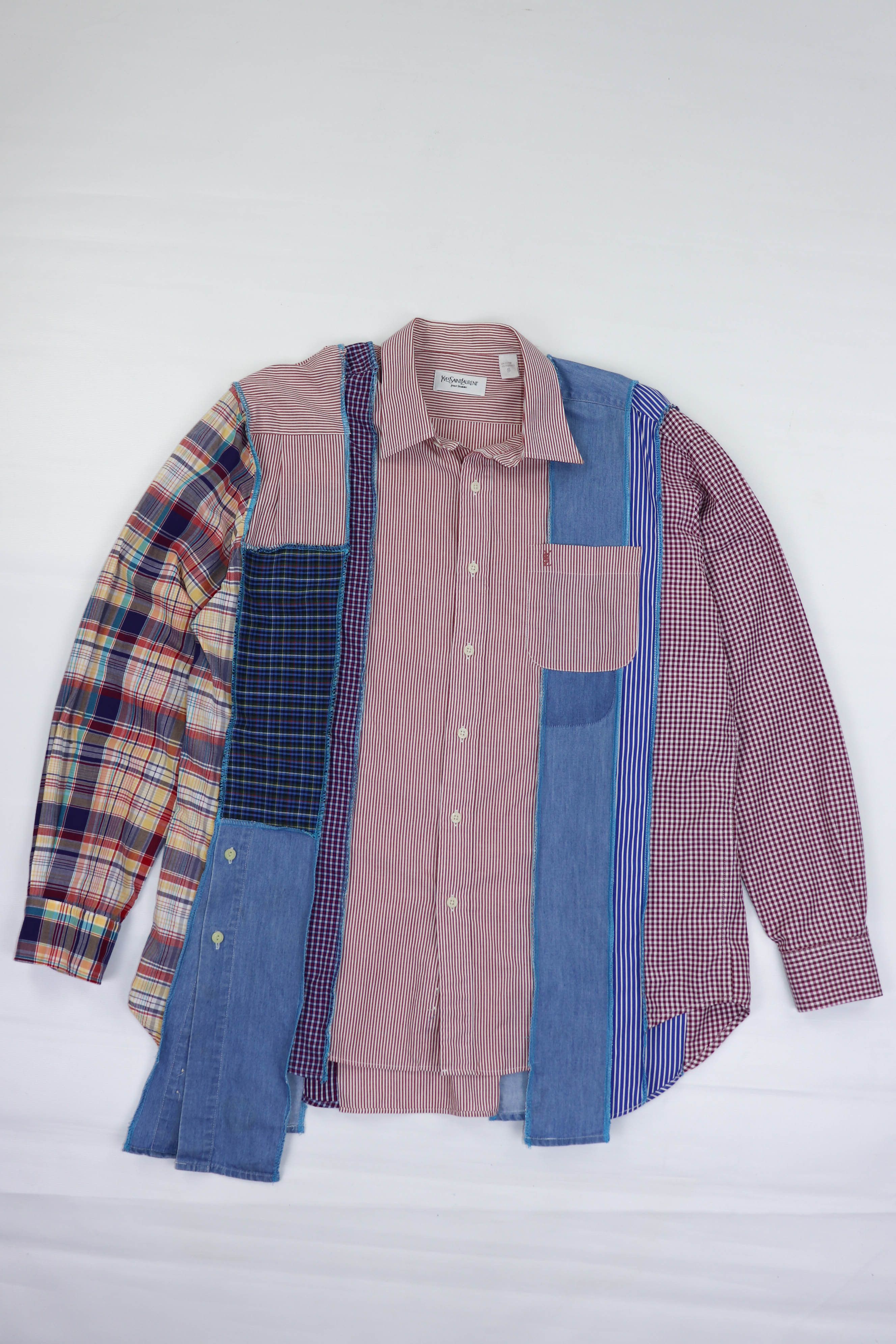 Vintage Custom Made Rebuild Cut Yves Saint Laurent Asymmetric Shirt Size US S / EU 44-46 / 1 - 1 Thumbnail