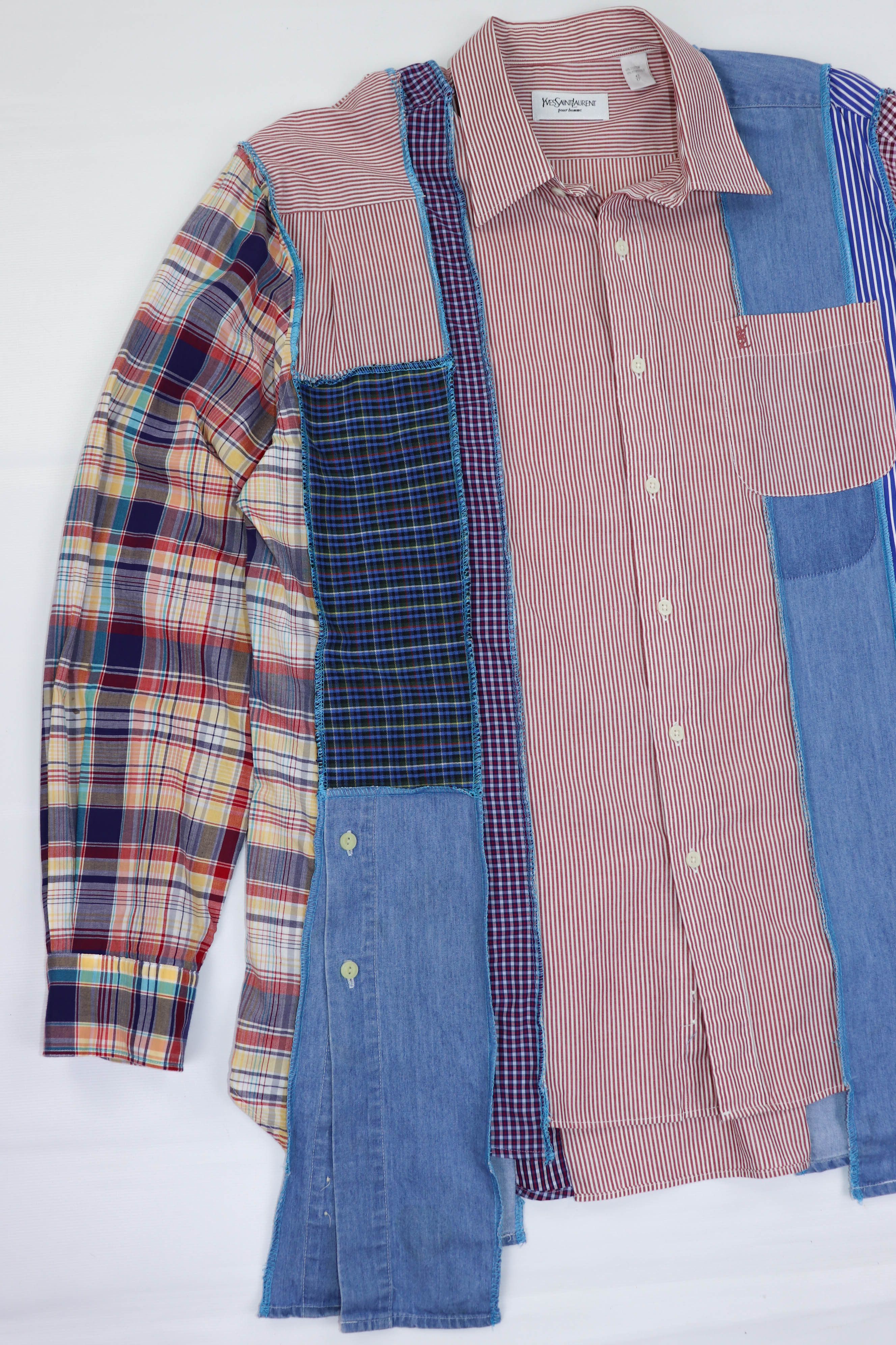 Vintage Custom Made Rebuild Cut Yves Saint Laurent Asymmetric Shirt Size US S / EU 44-46 / 1 - 6 Thumbnail