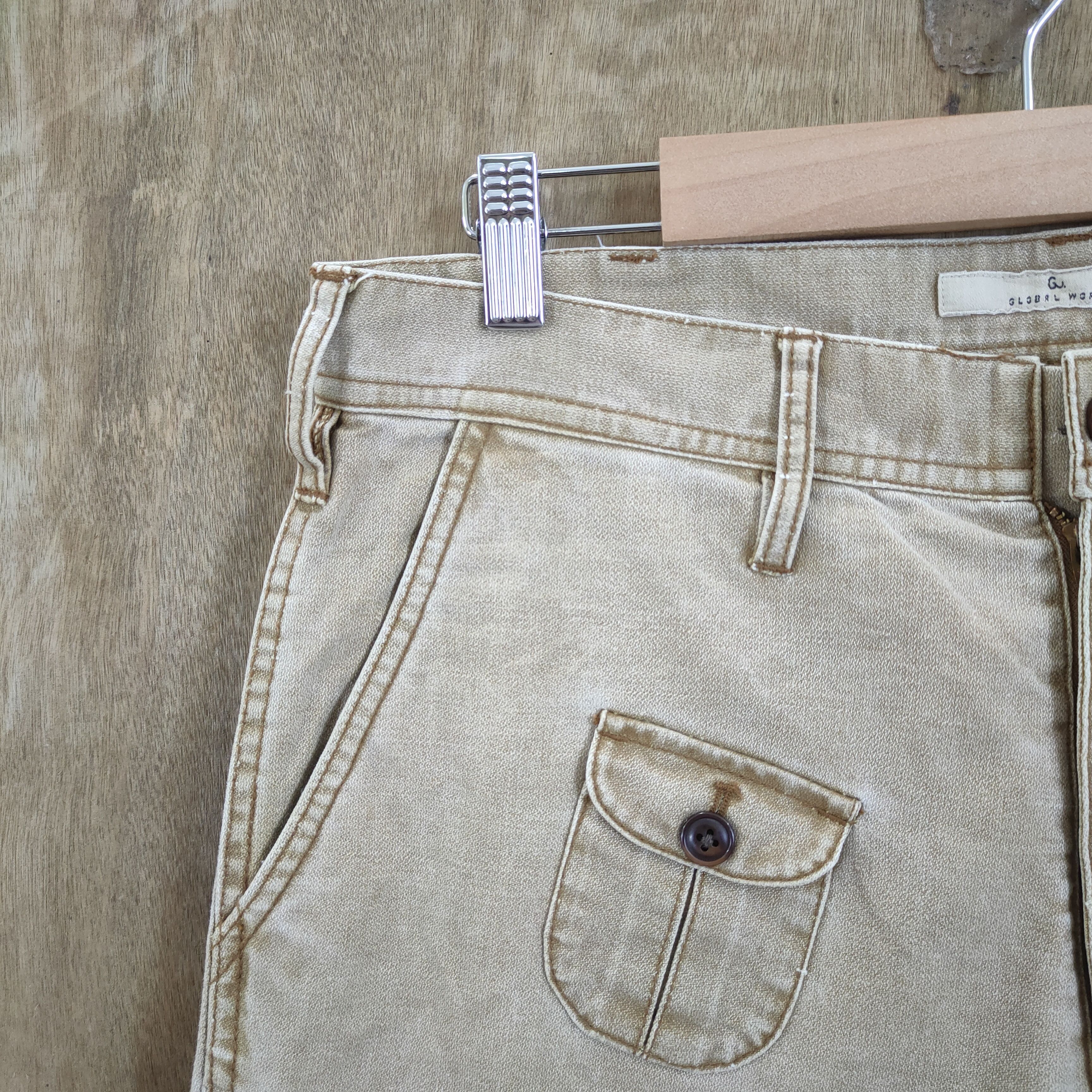 Global Work × Japanese Brand VINTAGE FADED GLOBAL WORK CARGO PANTS Size US 32 / EU 48 - 14 Thumbnail