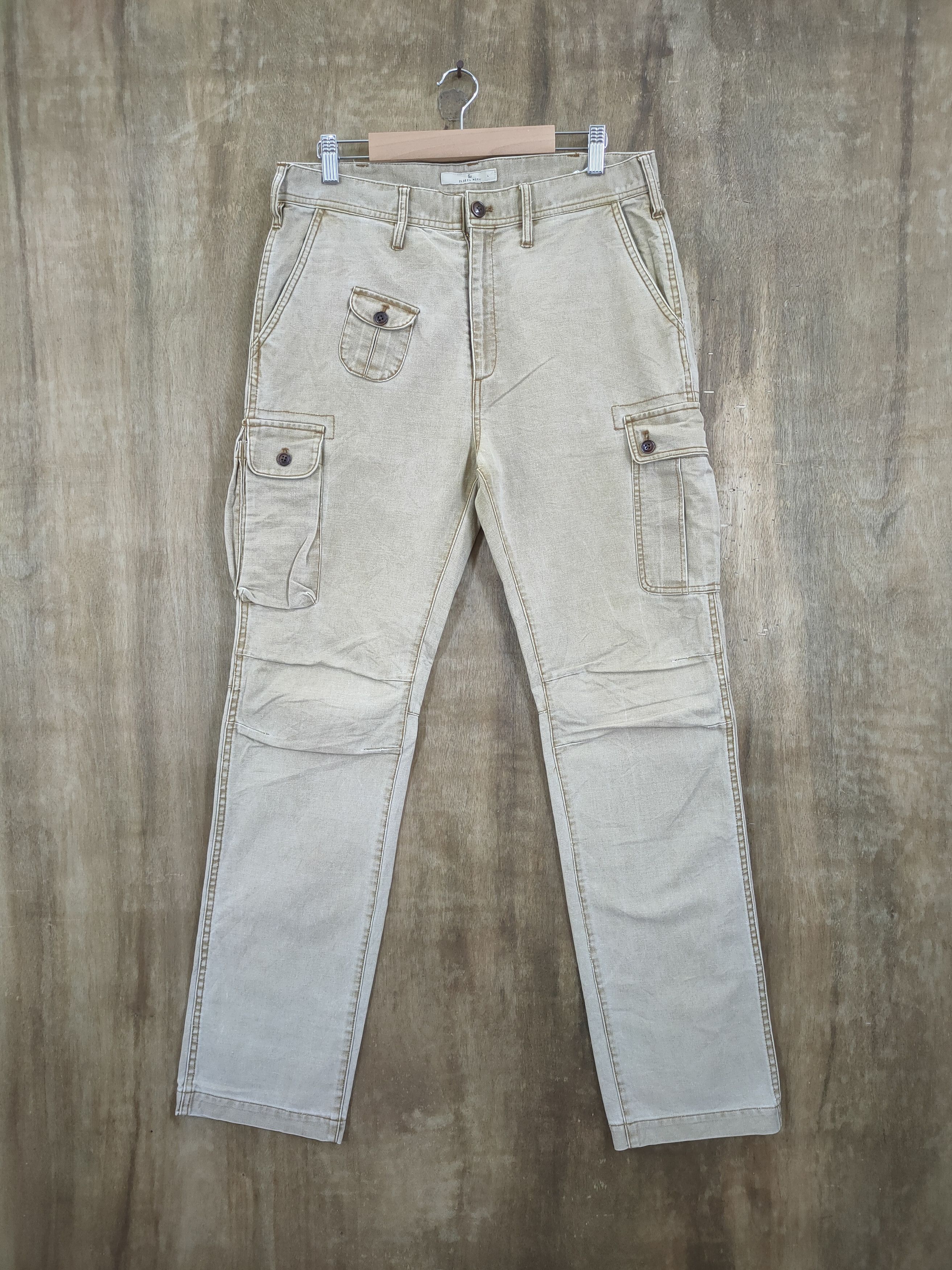 Global Work × Japanese Brand VINTAGE FADED GLOBAL WORK CARGO PANTS Size US 32 / EU 48 - 2 Thumbnail