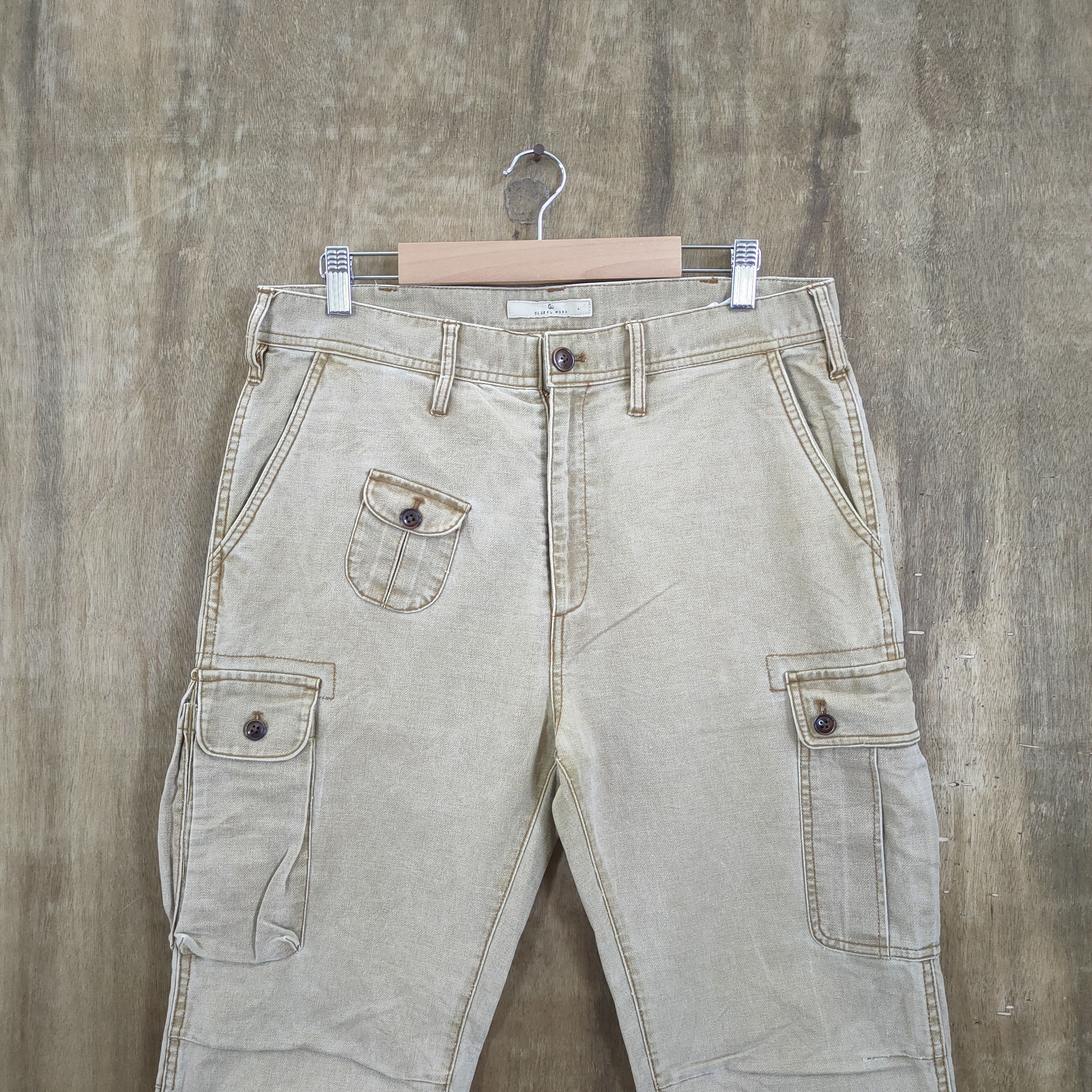 Global Work × Japanese Brand VINTAGE FADED GLOBAL WORK CARGO PANTS Size US 32 / EU 48 - 8 Thumbnail