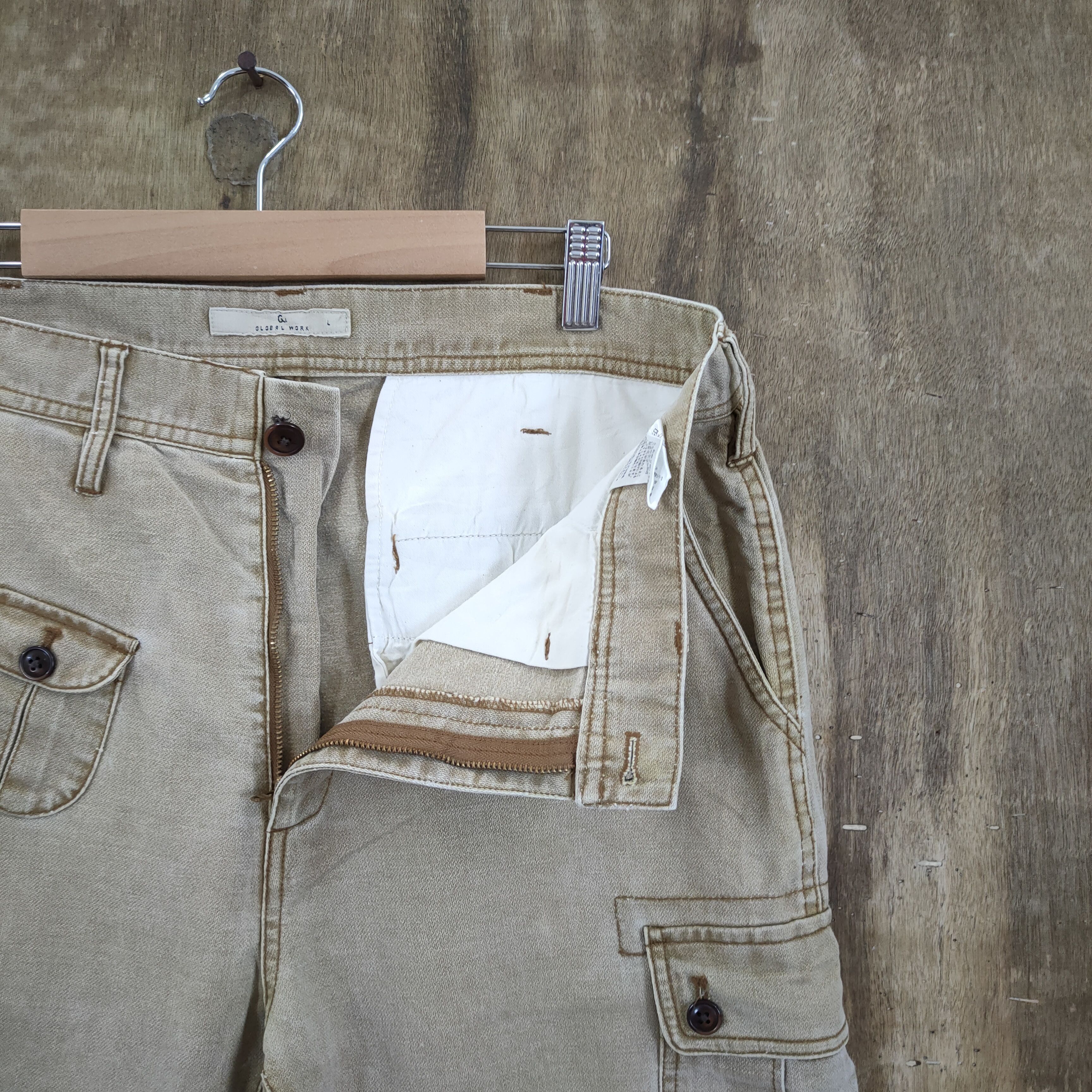 Global Work × Japanese Brand VINTAGE FADED GLOBAL WORK CARGO PANTS Size US 32 / EU 48 - 7 Thumbnail