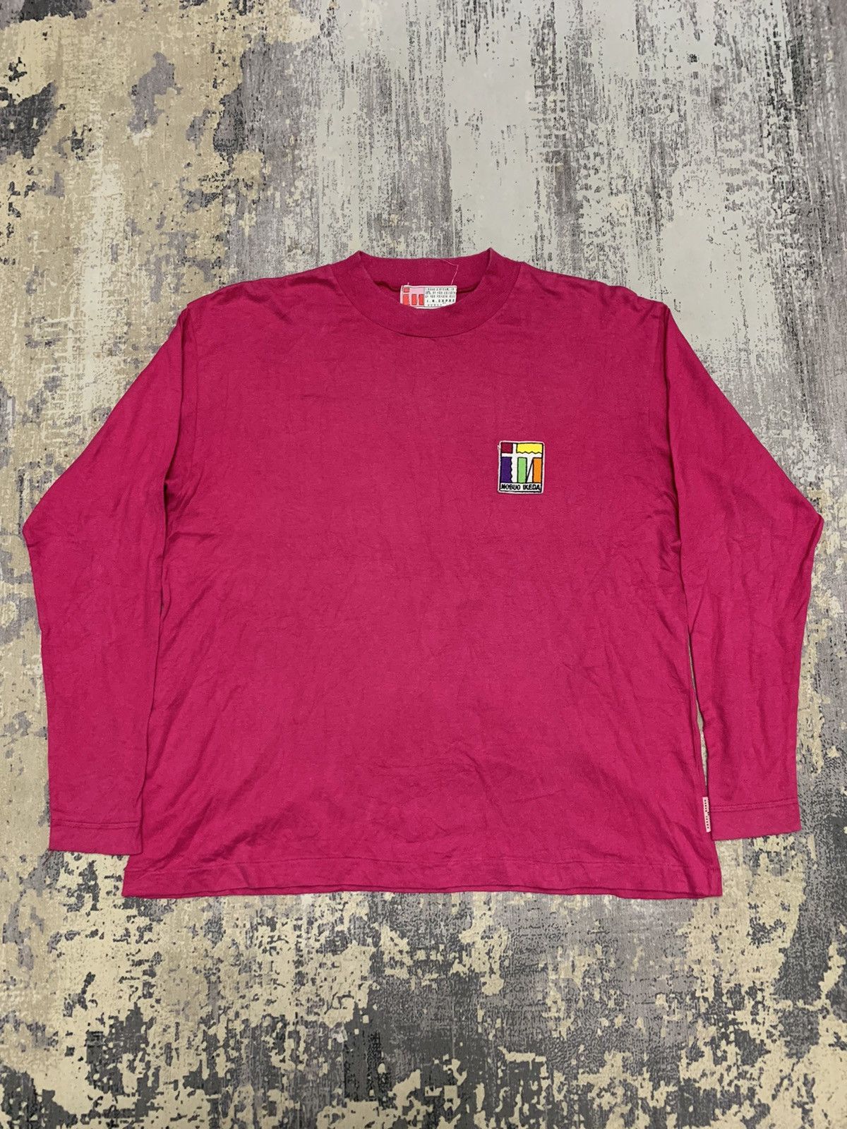 Japanese Brand Vintage Nobuo Ikeda Japanese Designer Patch Logo Tee Pink Size US M / EU 48-50 / 2 - 1 Thumbnail