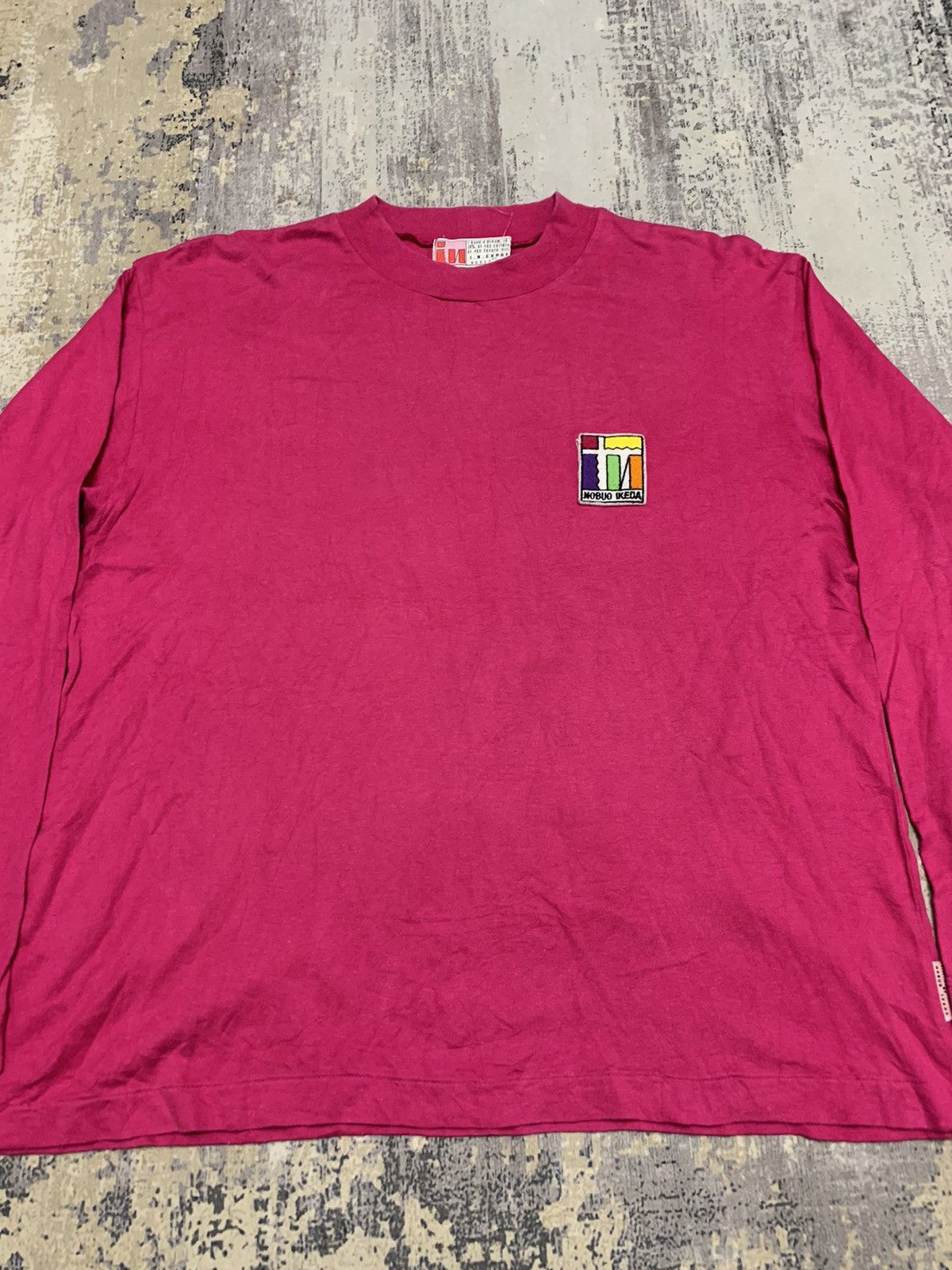 Japanese Brand Vintage Nobuo Ikeda Japanese Designer Patch Logo Tee Pink Size US M / EU 48-50 / 2 - 3 Thumbnail