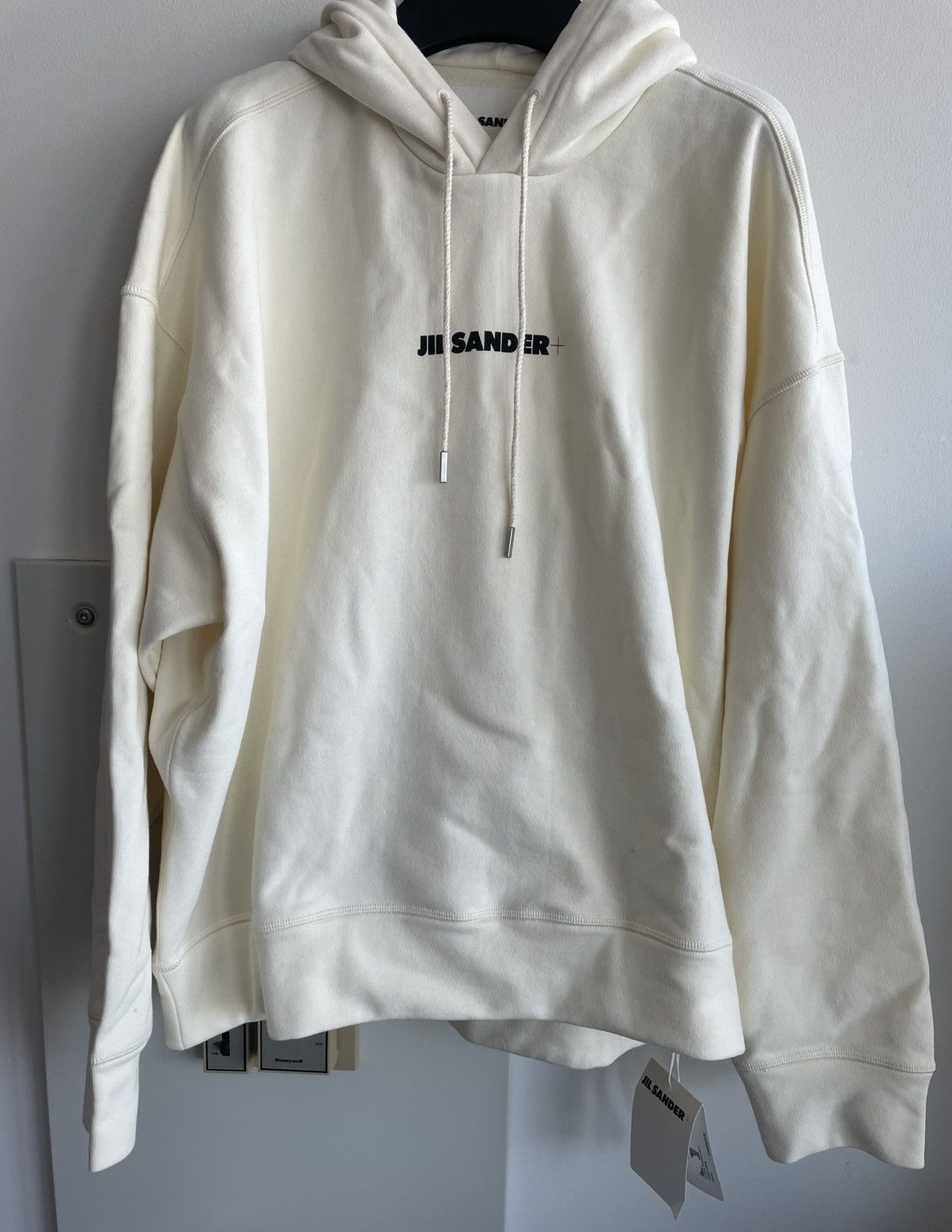 image of Jil Sander New Super Runway Sold Out Iconic Classic Logo Hoodie in Off White, Men's (Size XL)