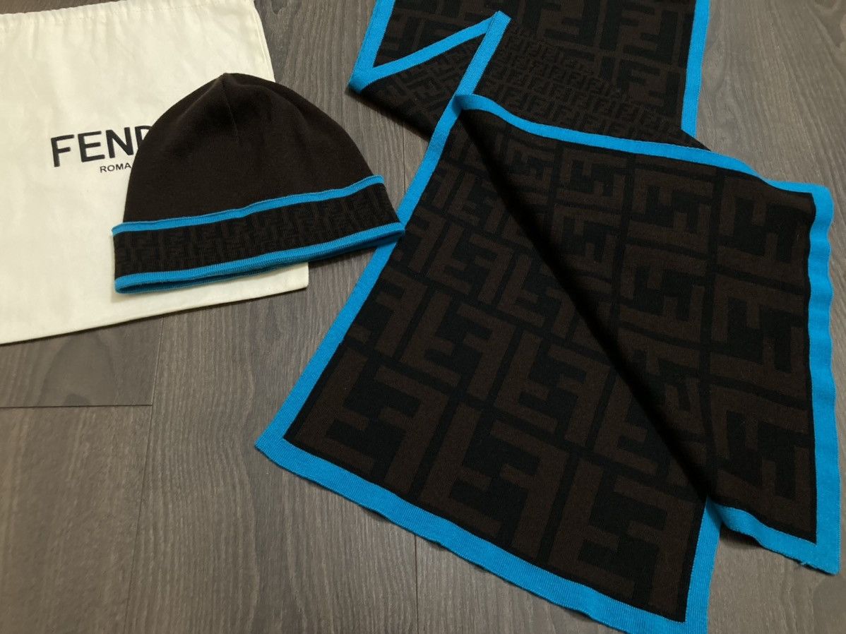 Fendi FENDI Authentic Monogram Wool Beanie hat and Scarf Size ONE SIZE - 5 Thumbnail