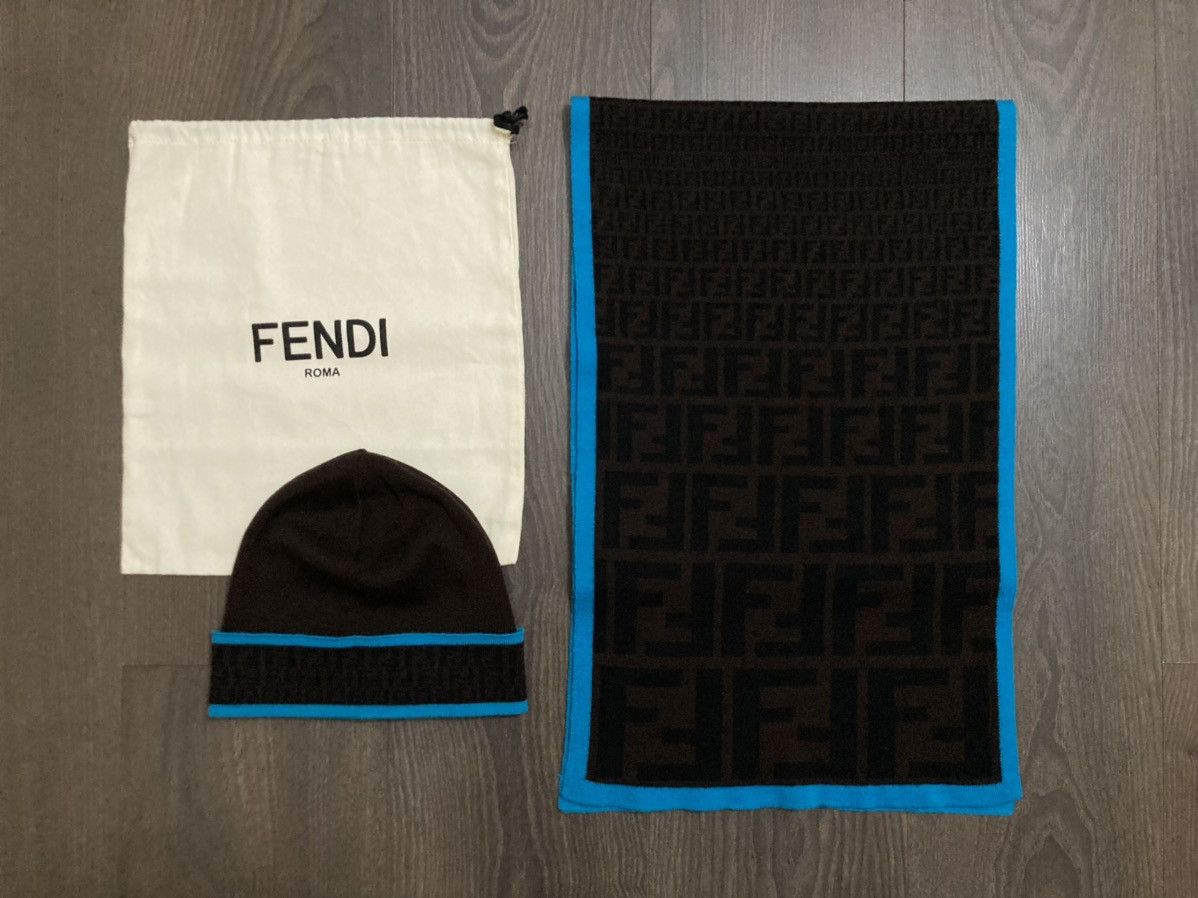 Fendi FENDI Authentic Monogram Wool Beanie hat and Scarf Size ONE SIZE - 3 Thumbnail