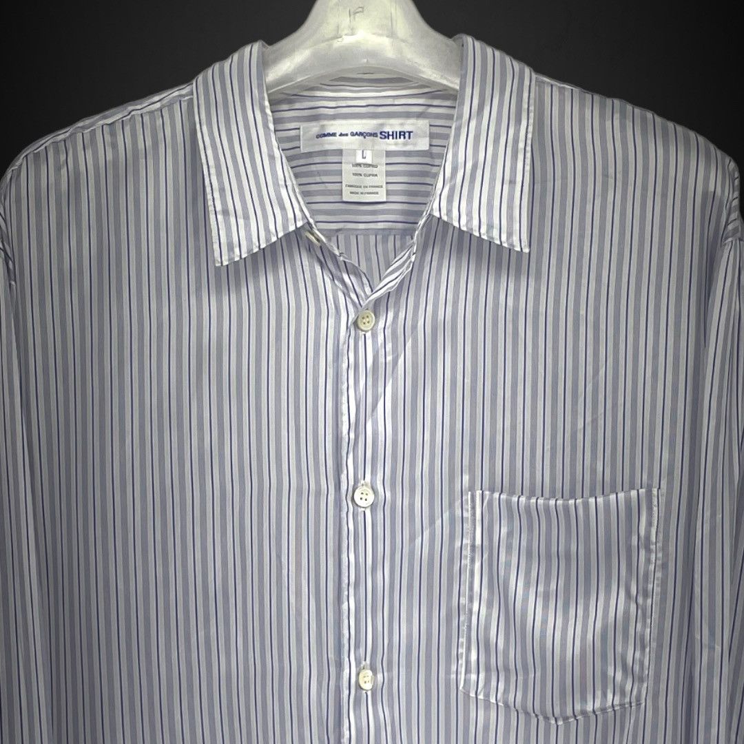Comme des Garcons Micro Stripes - Silk L/S Button Up Shirt CDGS2CL Size US L / EU 52-54 / 3 - 2 Thumbnail