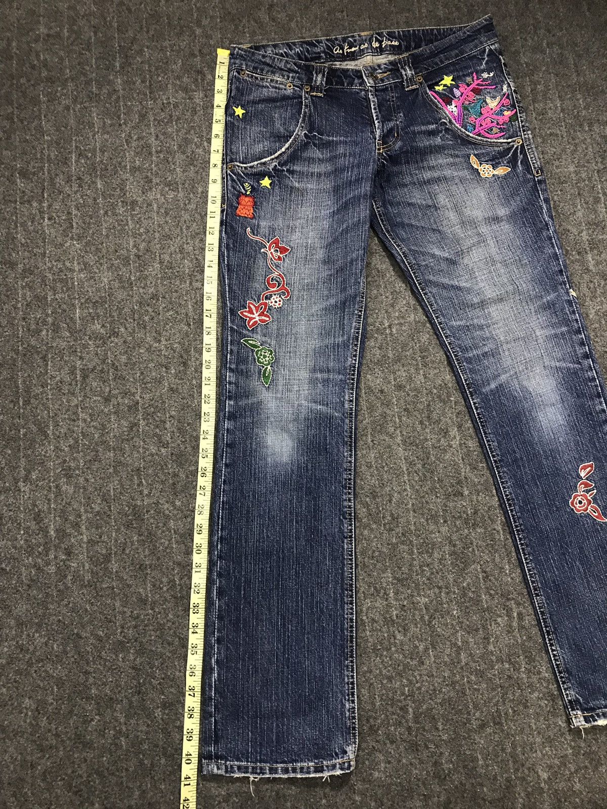 Japanese Brand Vintage As Knowas De Base Embroidery Buterfly Back Denim Size US 33 - 21 Thumbnail