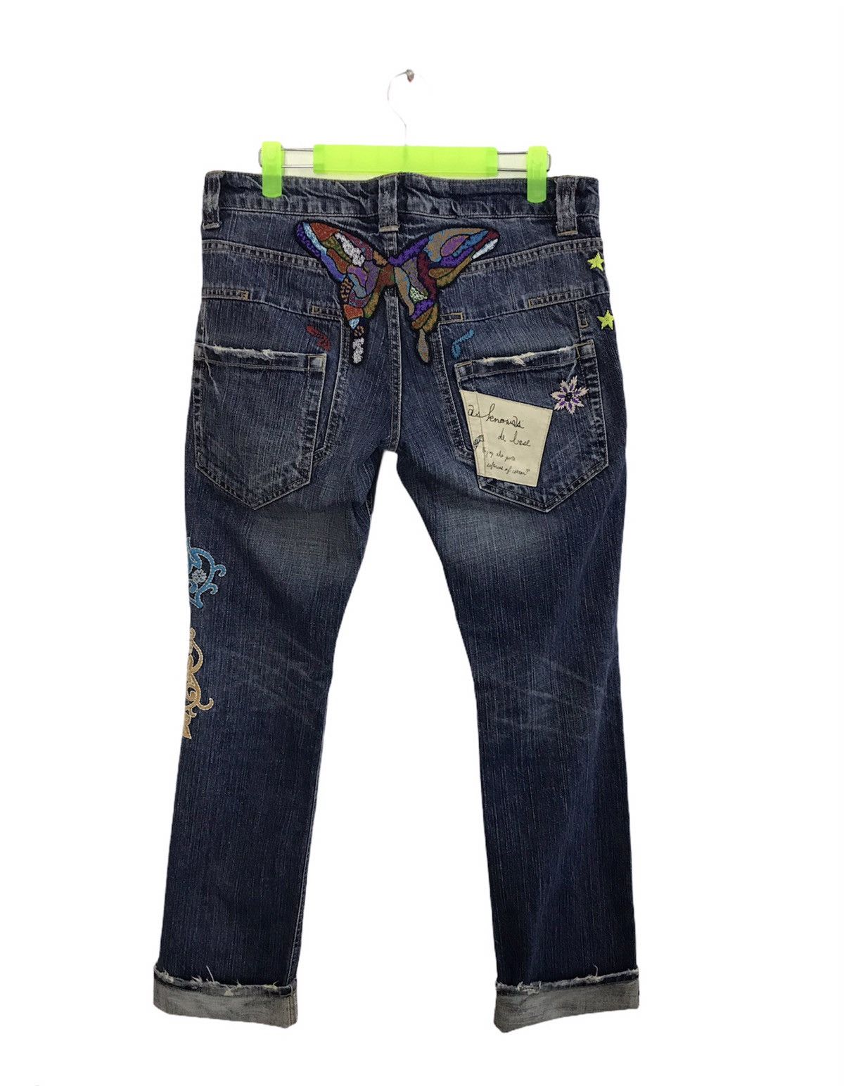 Japanese Brand Vintage As Knowas De Base Embroidery Buterfly Back Denim Size US 33 - 2 Thumbnail