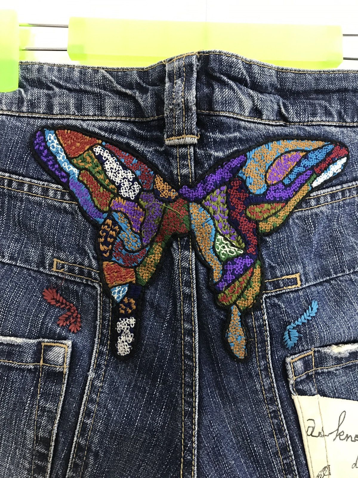 Japanese Brand Vintage As Knowas De Base Embroidery Buterfly Back Denim Size US 33 - 11 Thumbnail