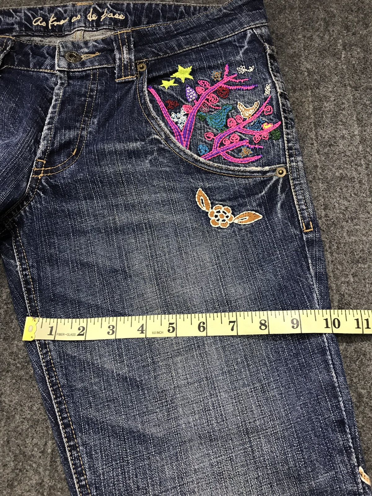 Japanese Brand Vintage As Knowas De Base Embroidery Buterfly Back Denim Size US 33 - 19 Thumbnail